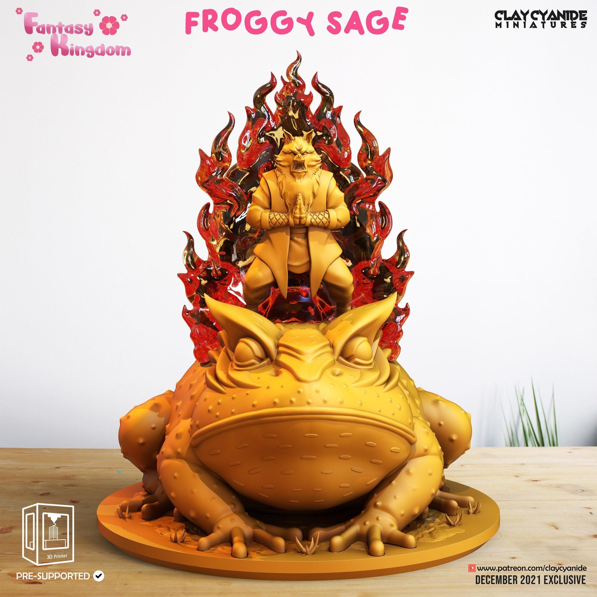 3D Printed Clay Cyanide Fantasy Kingdom - Froggy Sage 28mm 32mm D&D - 3D Printing Boss 