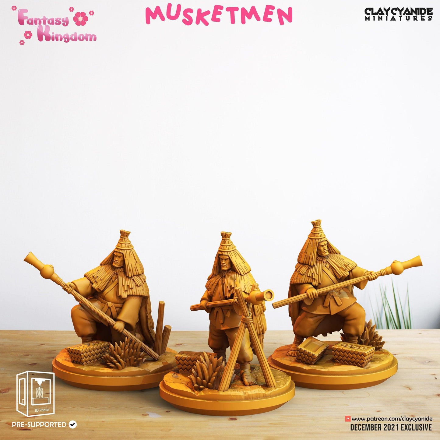 3D Printed Clay Cyanide Fantasy Kingdom - Musketmen 28mm 32mm D&D - 3D Printing Boss 