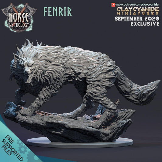 3D Printed Clay Cyanide Fenrir Norse Mythology 28 32 mm D&D - 3D Printing Boss 