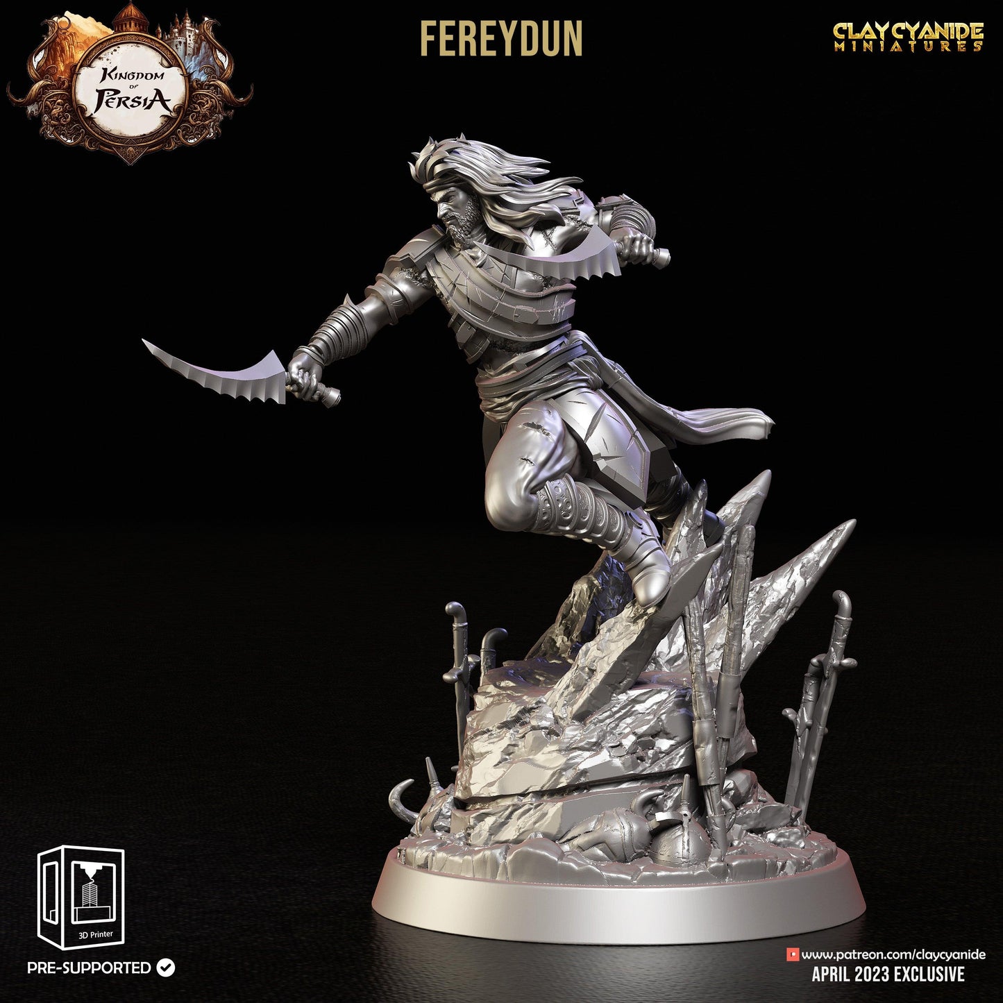 3D Printed Clay Cyanide Fereydun Kingdom of Persia 28 32 mm D&D - 3D Printing Boss 