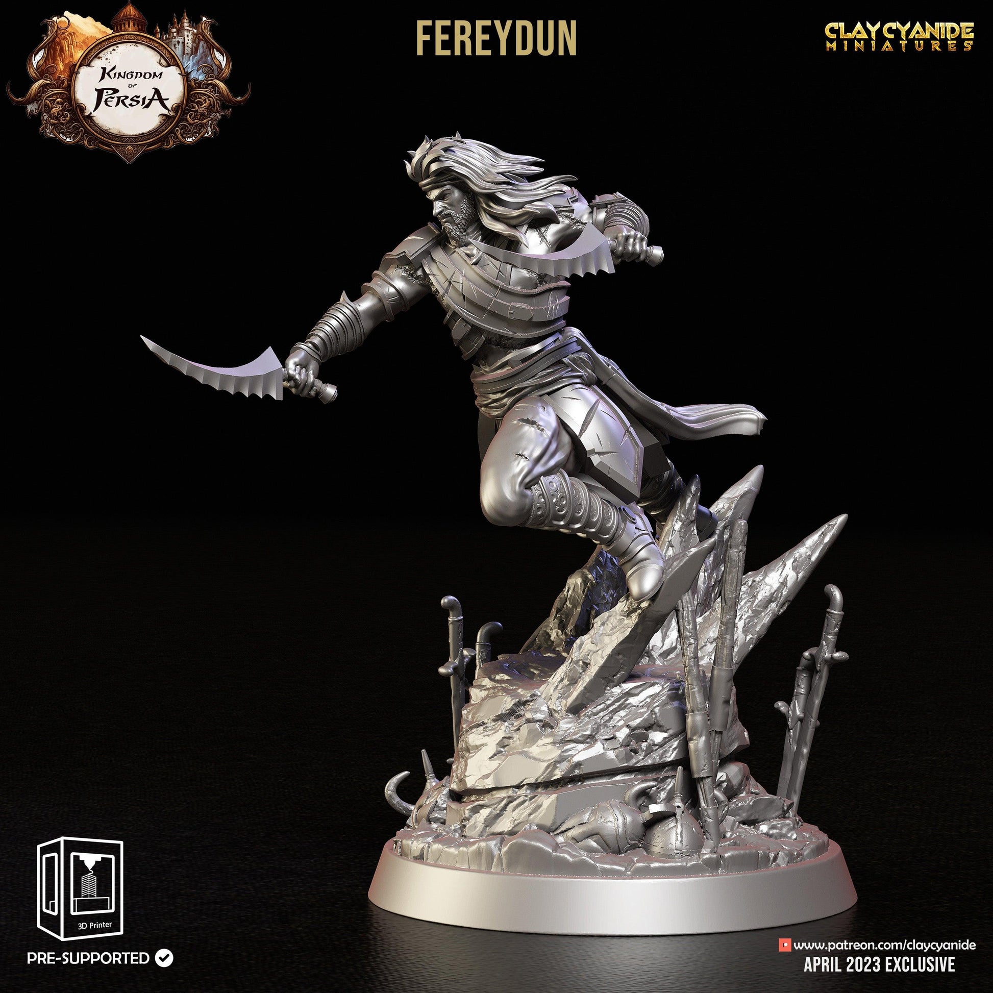 3D Printed Clay Cyanide Fereydun Kingdom of Persia 28 32 mm D&D - 3D Printing Boss 