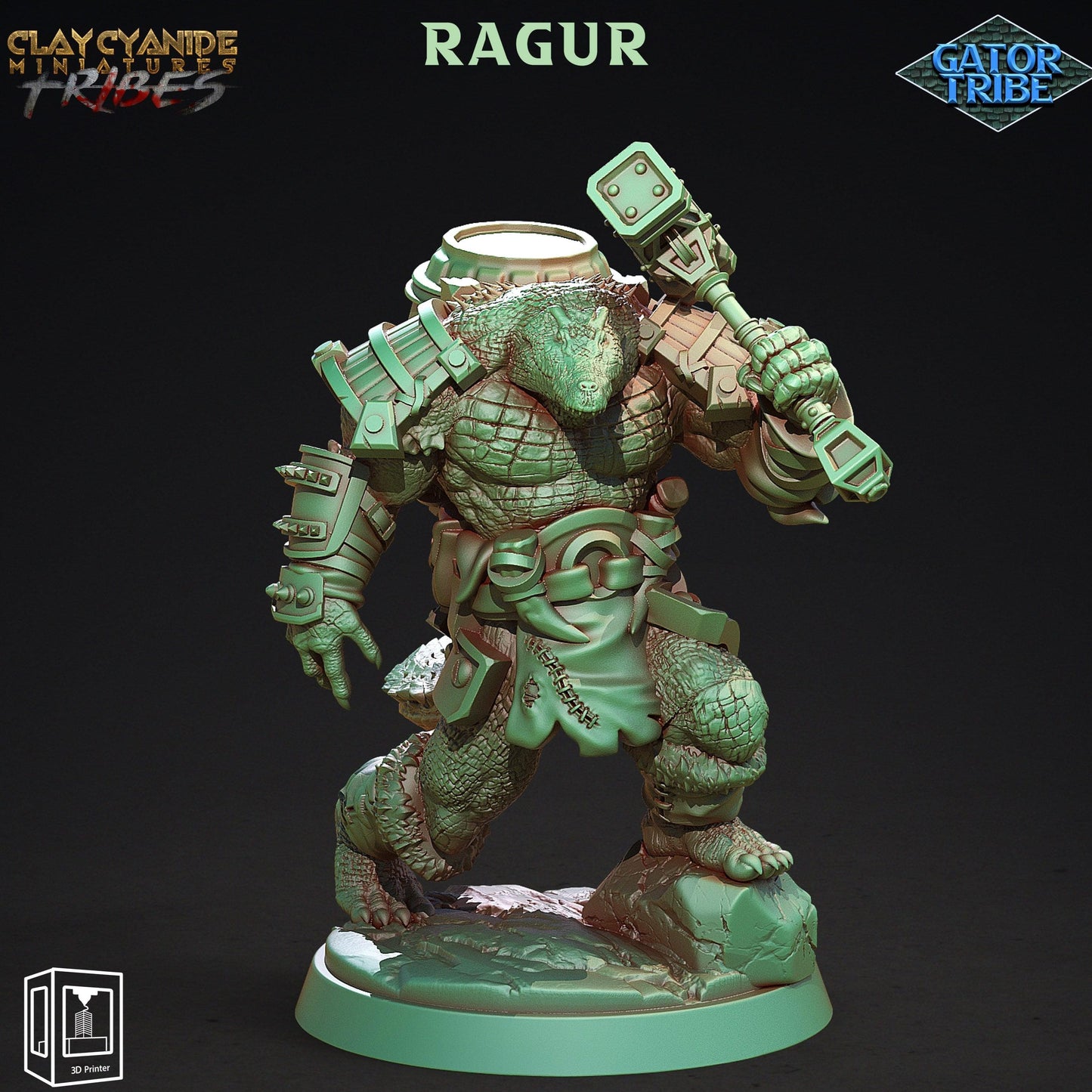 3D Printed Clay Cyanide Gator Factions Tribes Ragnarok D&D - 3D Printing Boss 