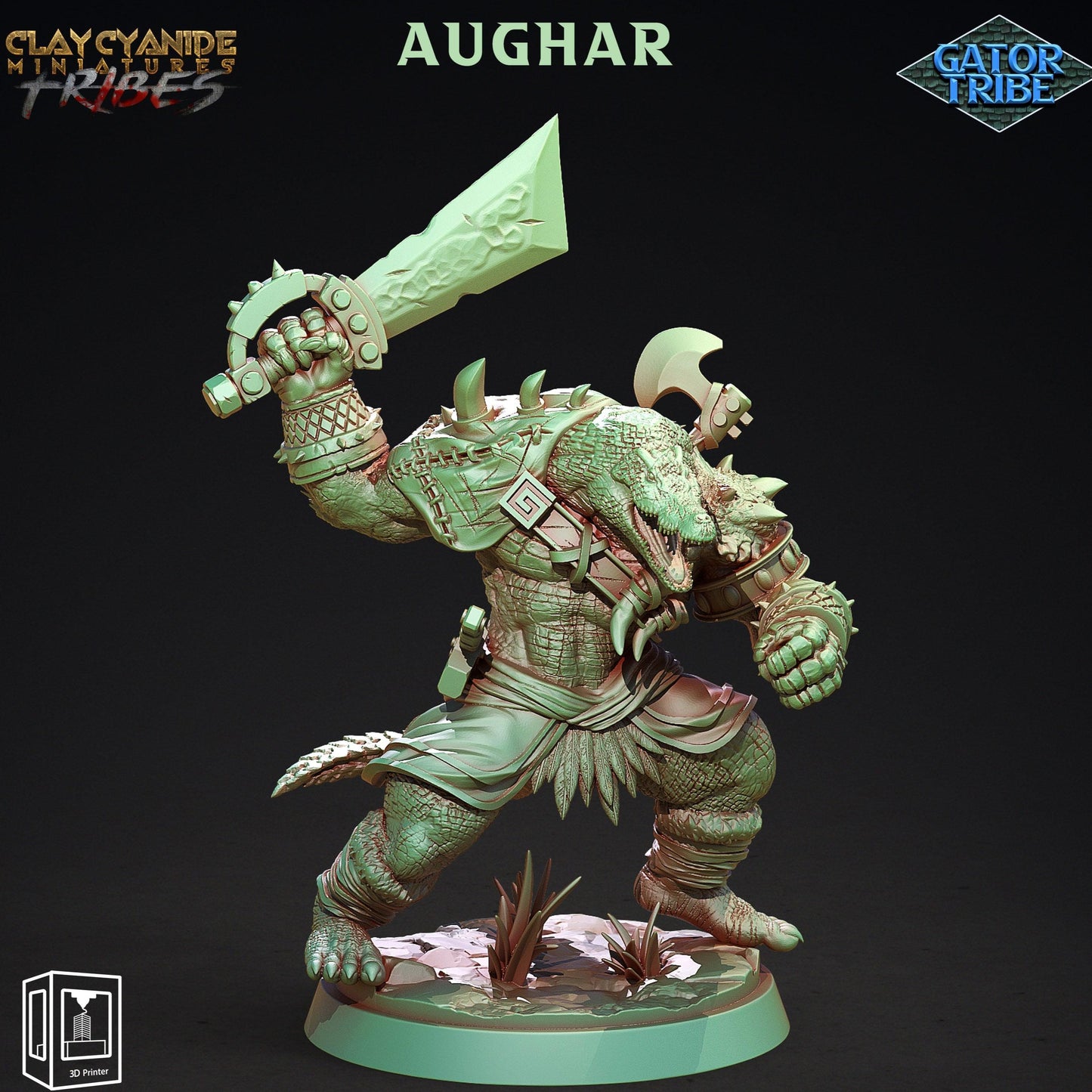 3D Printed Clay Cyanide Gator Factions Tribes Ragnarok D&D - 3D Printing Boss 