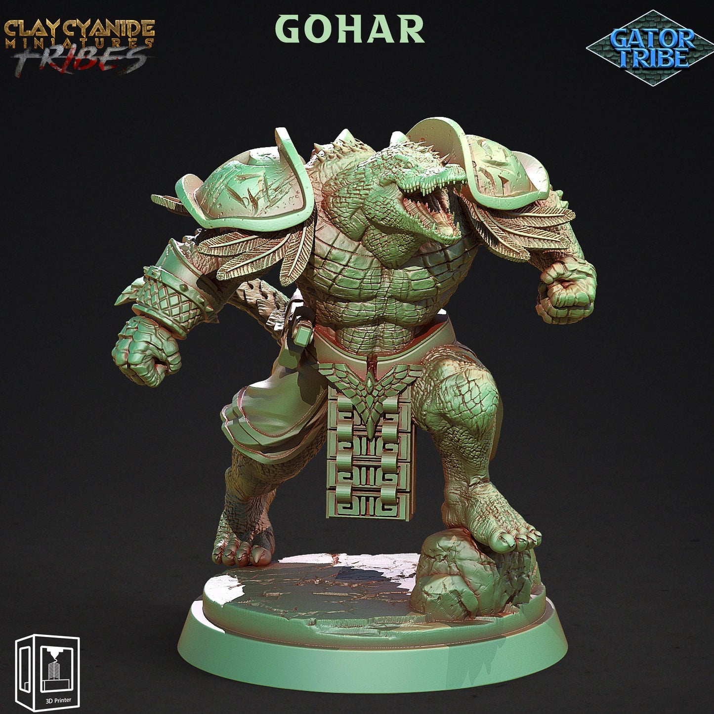 3D Printed Clay Cyanide Gator Factions Tribes Ragnarok D&D - 3D Printing Boss 