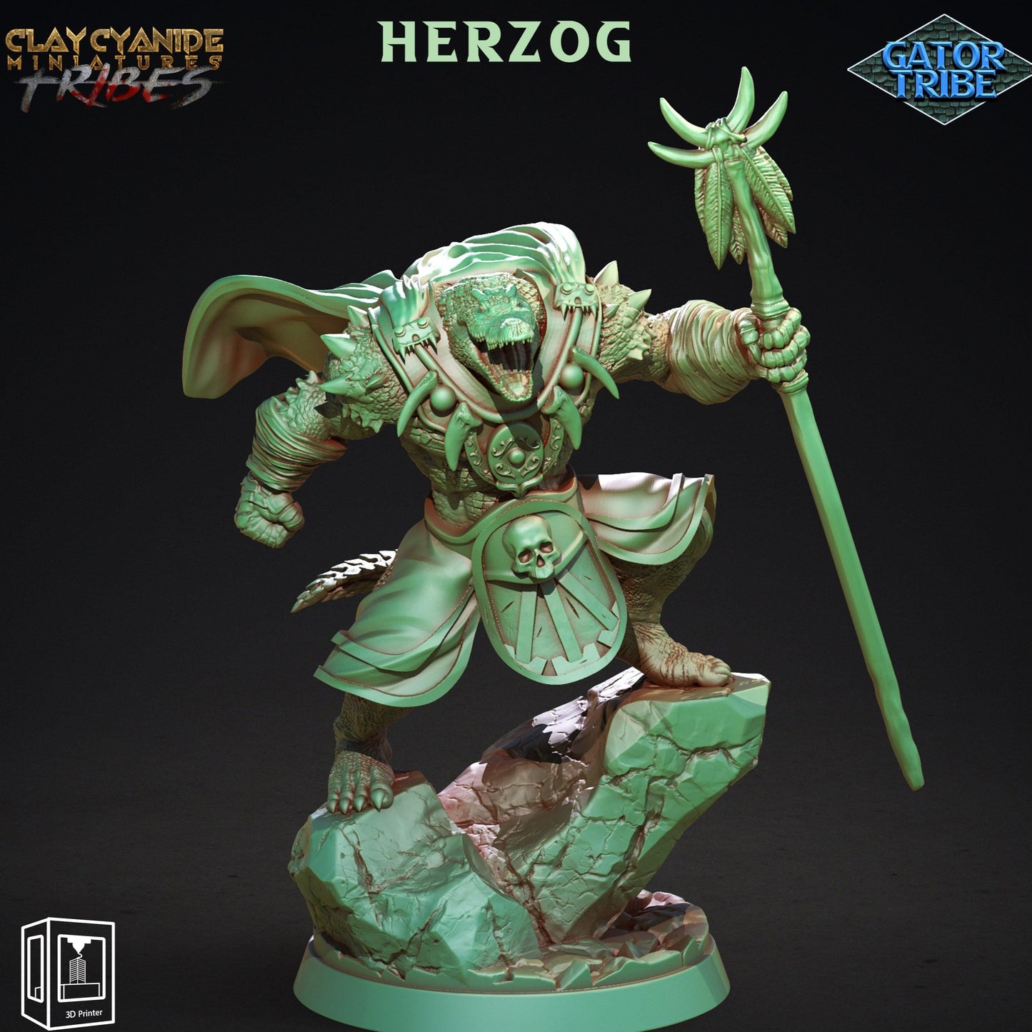 3D Printed Clay Cyanide Gator Factions Tribes Ragnarok D&D - 3D Printing Boss 