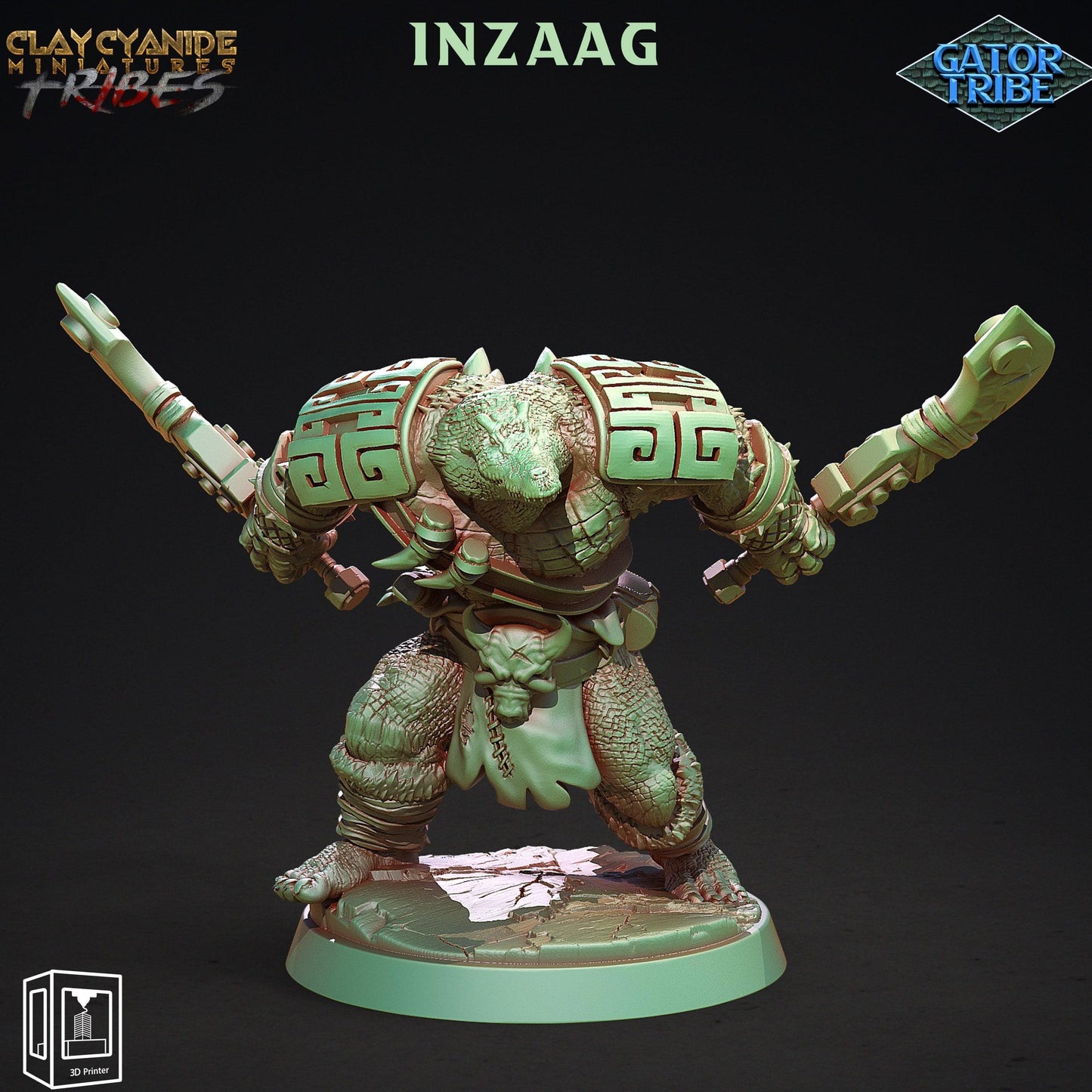3D Printed Clay Cyanide Gator Factions Tribes Ragnarok D&D - 3D Printing Boss 