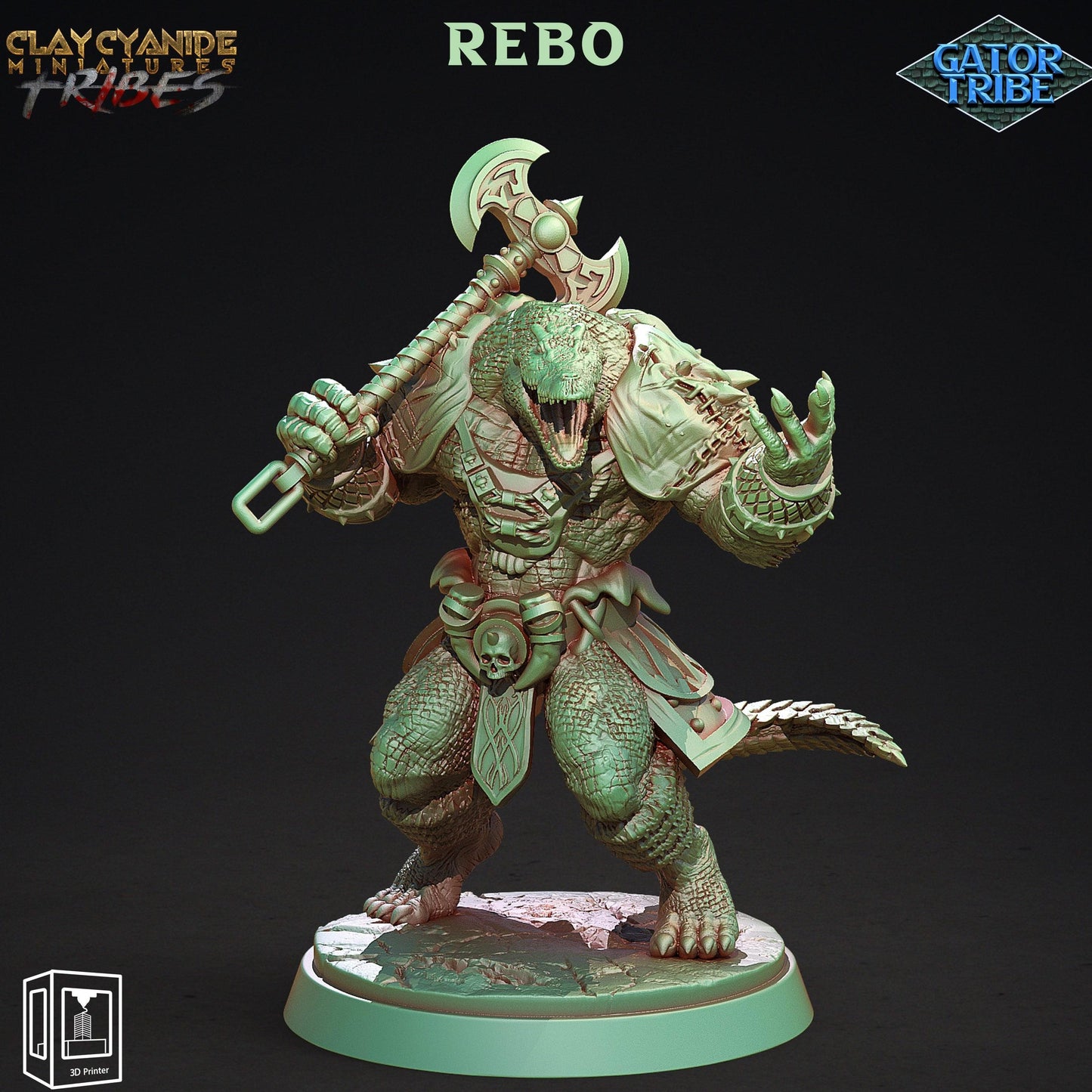 3D Printed Clay Cyanide Gator Factions Tribes Ragnarok D&D - 3D Printing Boss 