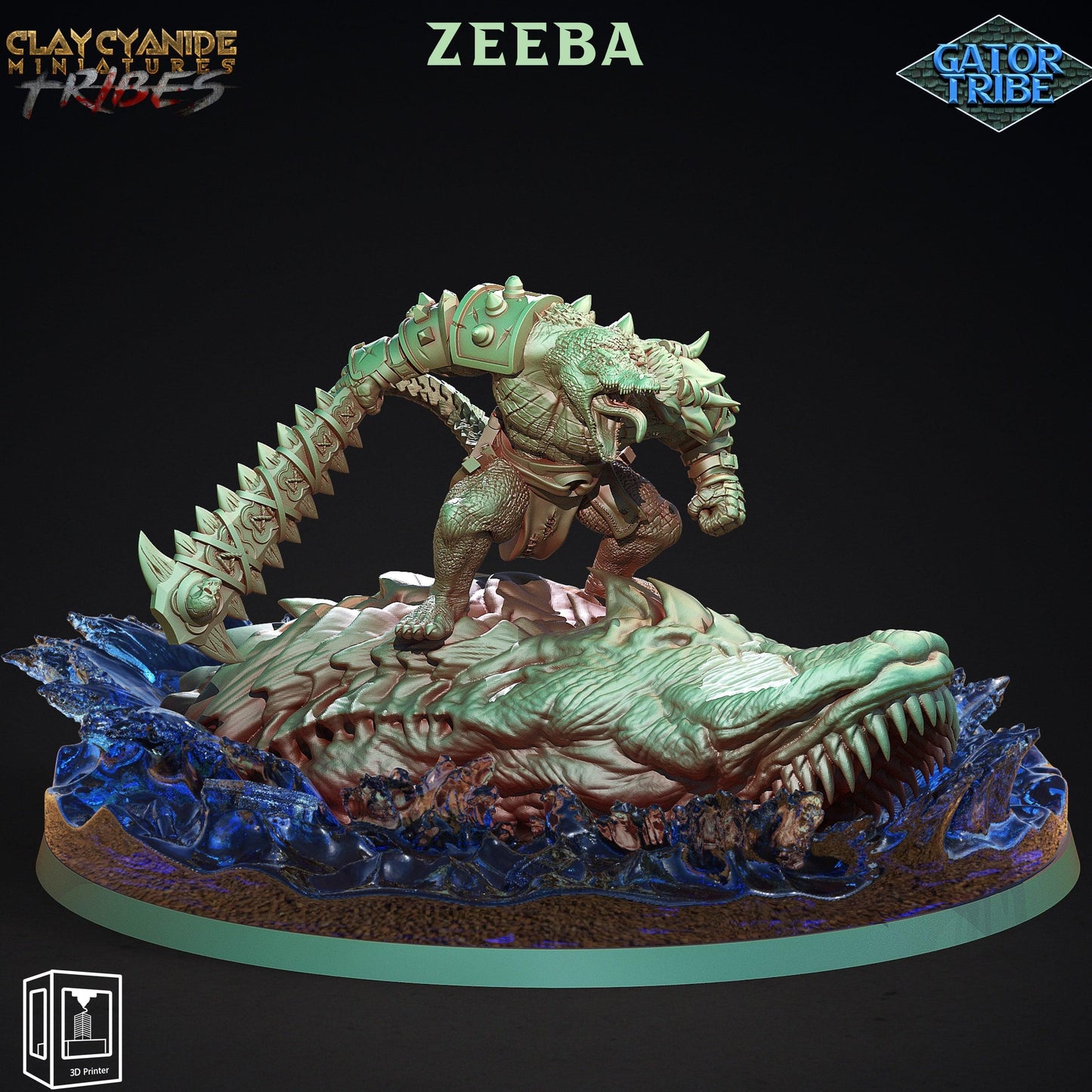 3D Printed Clay Cyanide Gator Factions Tribes Ragnarok D&D - 3D Printing Boss 