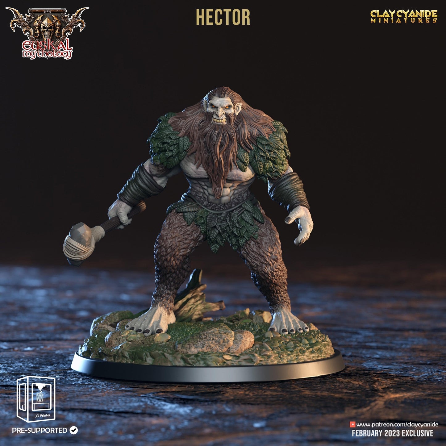 3D Printed Clay Cyanide Hector Basajaun Euskal Mythology 28 32 mm D&D - 3D Printing Boss 