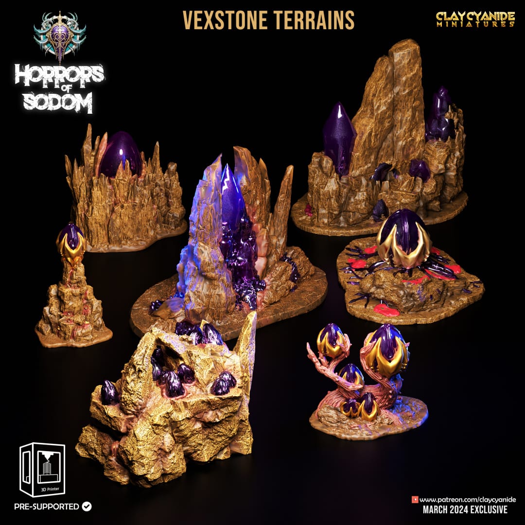3D Printed Clay Cyanide Horrors of Sodom Vexstone Terrains 28 32 mm D&D - 3D Printing Boss 