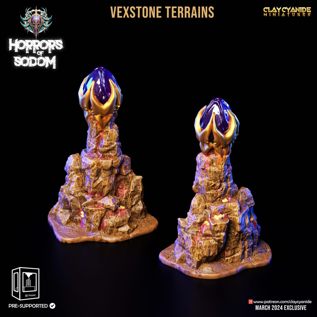 3D Printed Clay Cyanide Horrors of Sodom Vexstone Terrains 28 32 mm D&D - 3D Printing Boss 