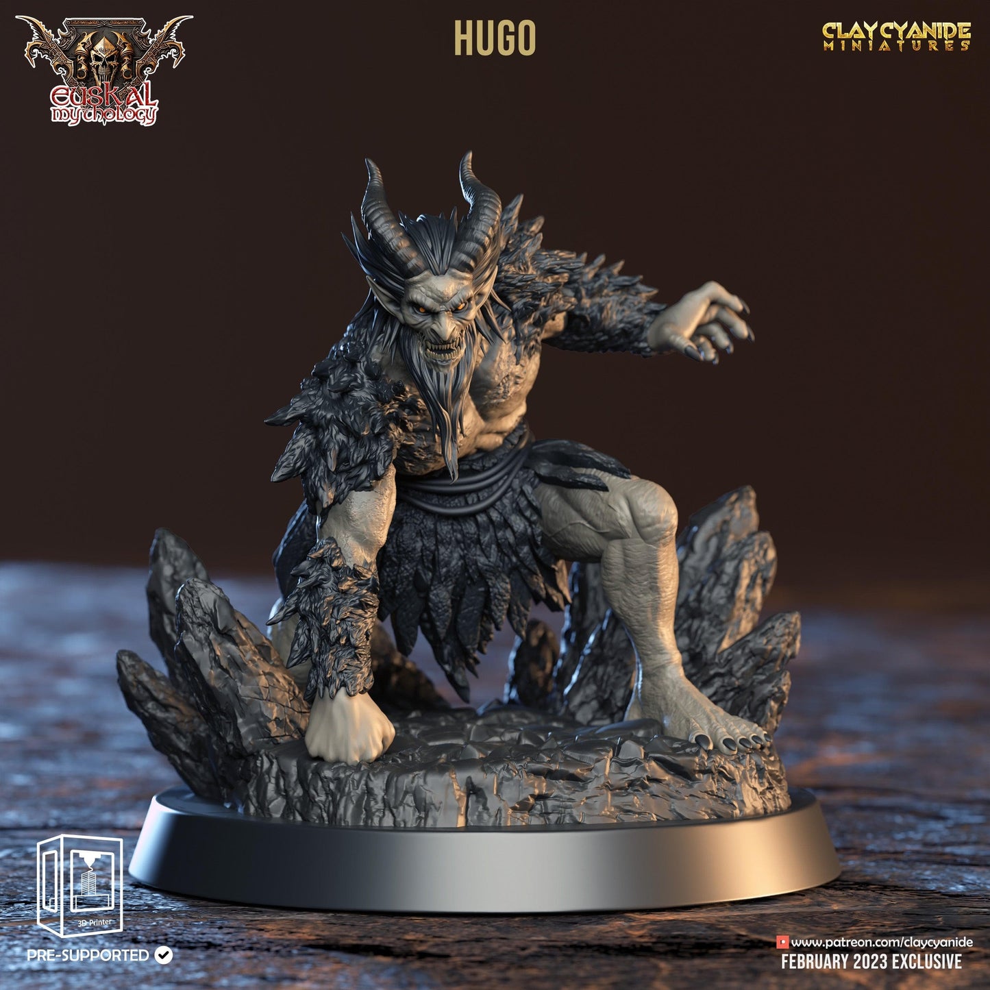3D Printed Clay Cyanide Hugo Gaueko Euskal Mythology 28 32 mm D&D - 3D Printing Boss 