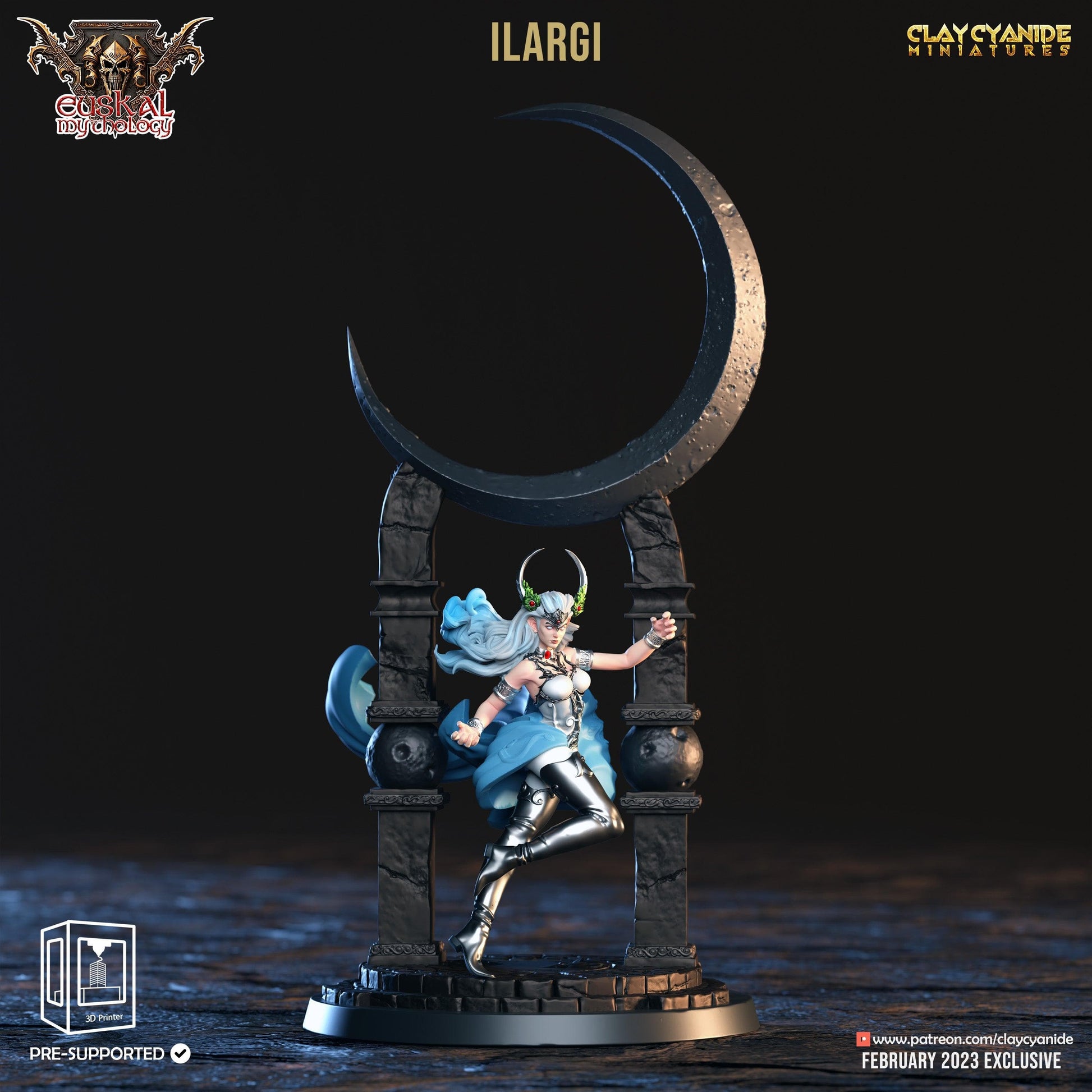 3D Printed Clay Cyanide Ilargi Euskal Mythology 28 32 mm D&D - 3D Printing Boss 
