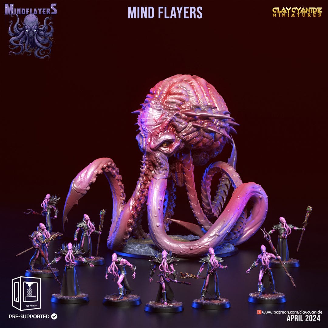 3D Printed Clay Cyanide Intellect Devourers Mind Flayers Faction 28 32 mm D&D - 3D Printing Boss 