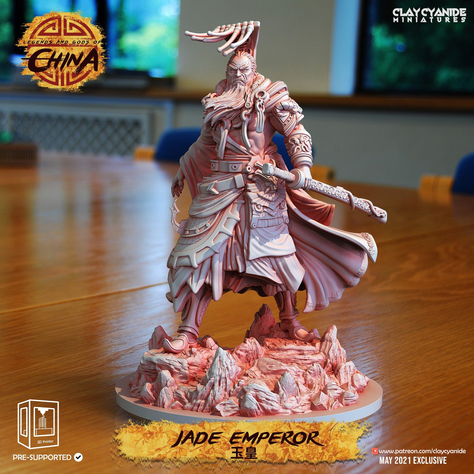 3D Printed Clay Cyanide Jade Emperor Legends and Gods Of China 28 32 mm D&D - 3D Printing Boss 