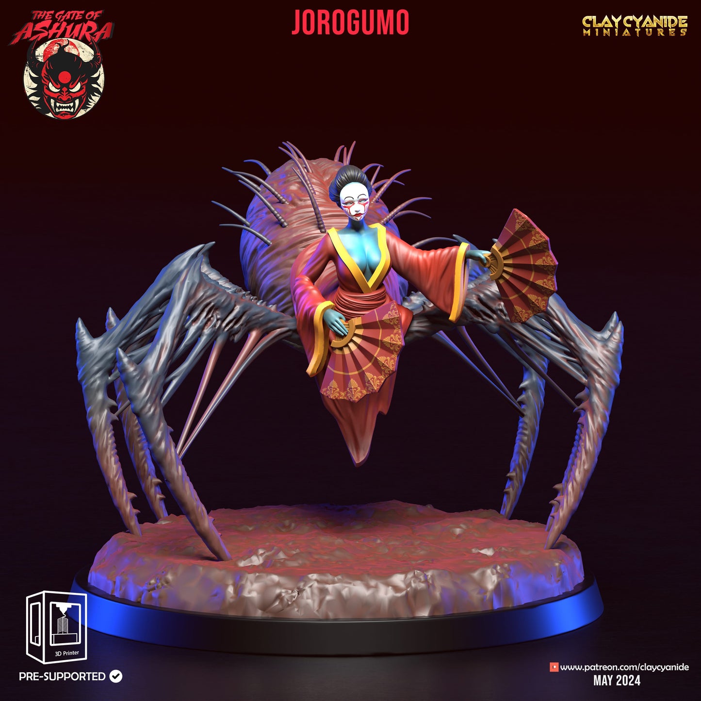 3D Printed Clay Cyanide Jorogumo The Gate of Ashura 28 32 mm D&D - 3D Printing Boss 