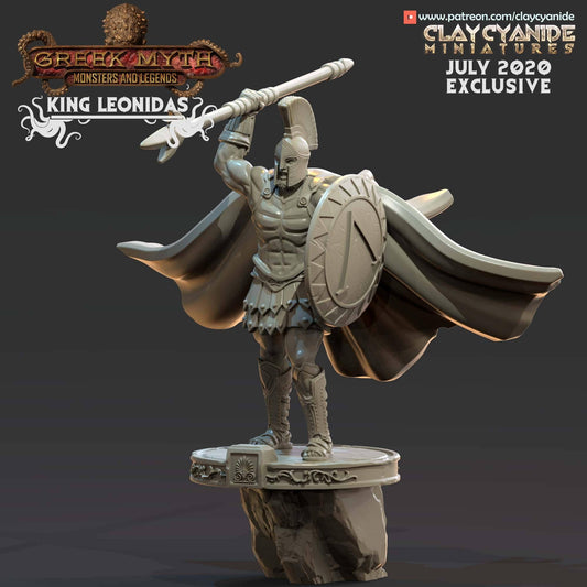 3D Printed Clay Cyanide King Leonidas Greek Mythology Part 2 28 32 mm D&D - 3D Printing Boss 