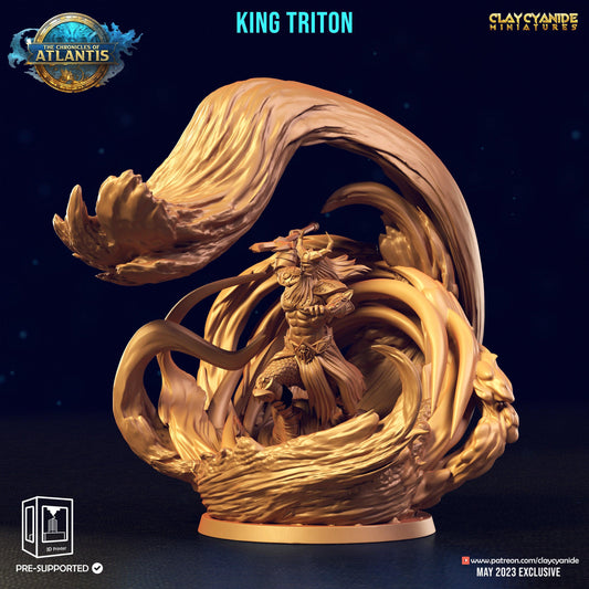 3D Printed Clay Cyanide King Triton The Chronicles of Atlantis 28 32 mm D&D - 3D Printing Boss 