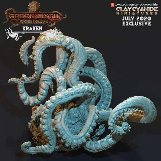 3D Printed Clay Cyanide Kraken Greek Mythology Part 2 28 32 mm D&D - 3D Printing Boss 