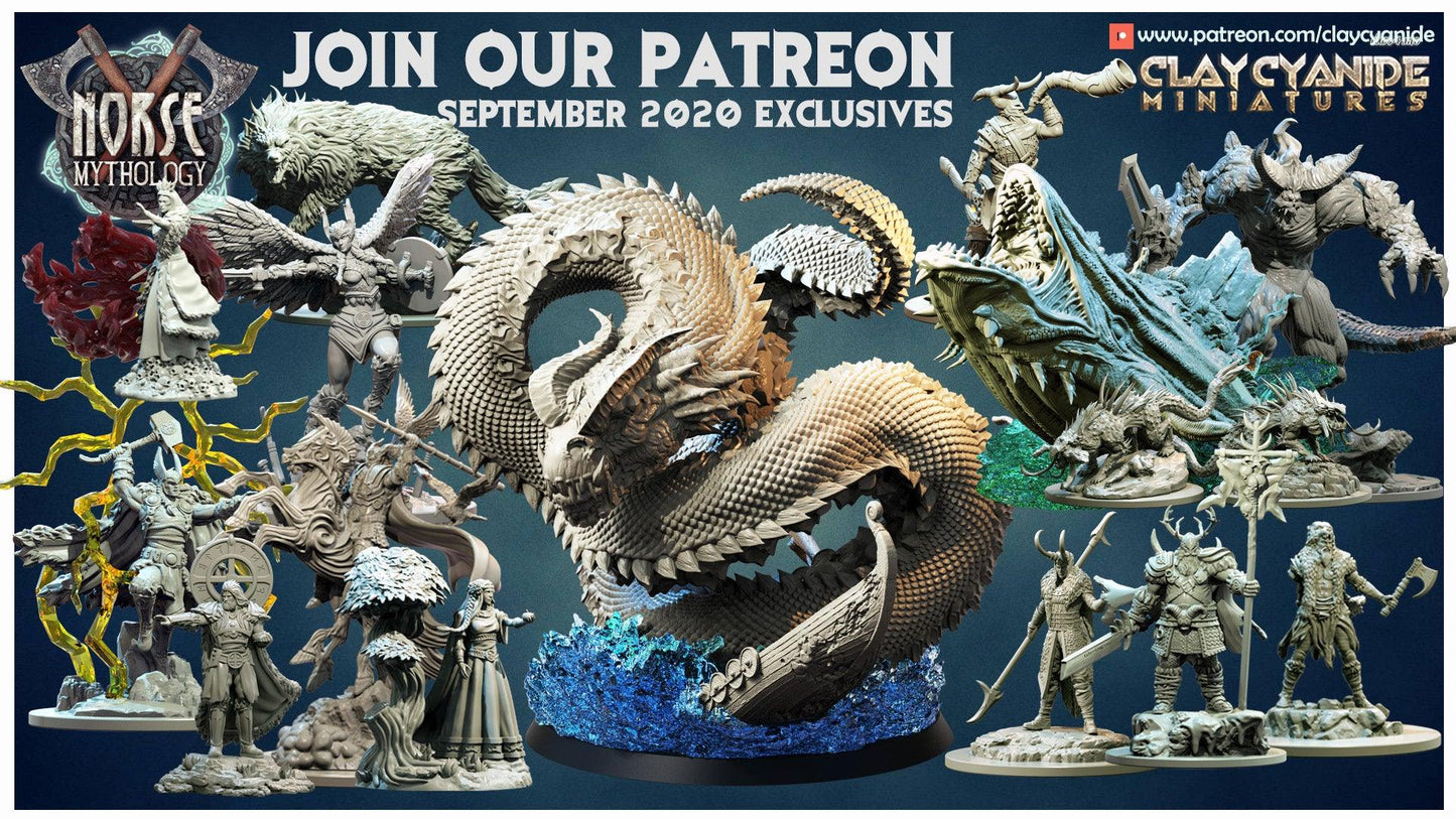 3D Printed Clay Cyanide Lyngbakr Norse Mythology 28 32 mm D&D - 3D Printing Boss 