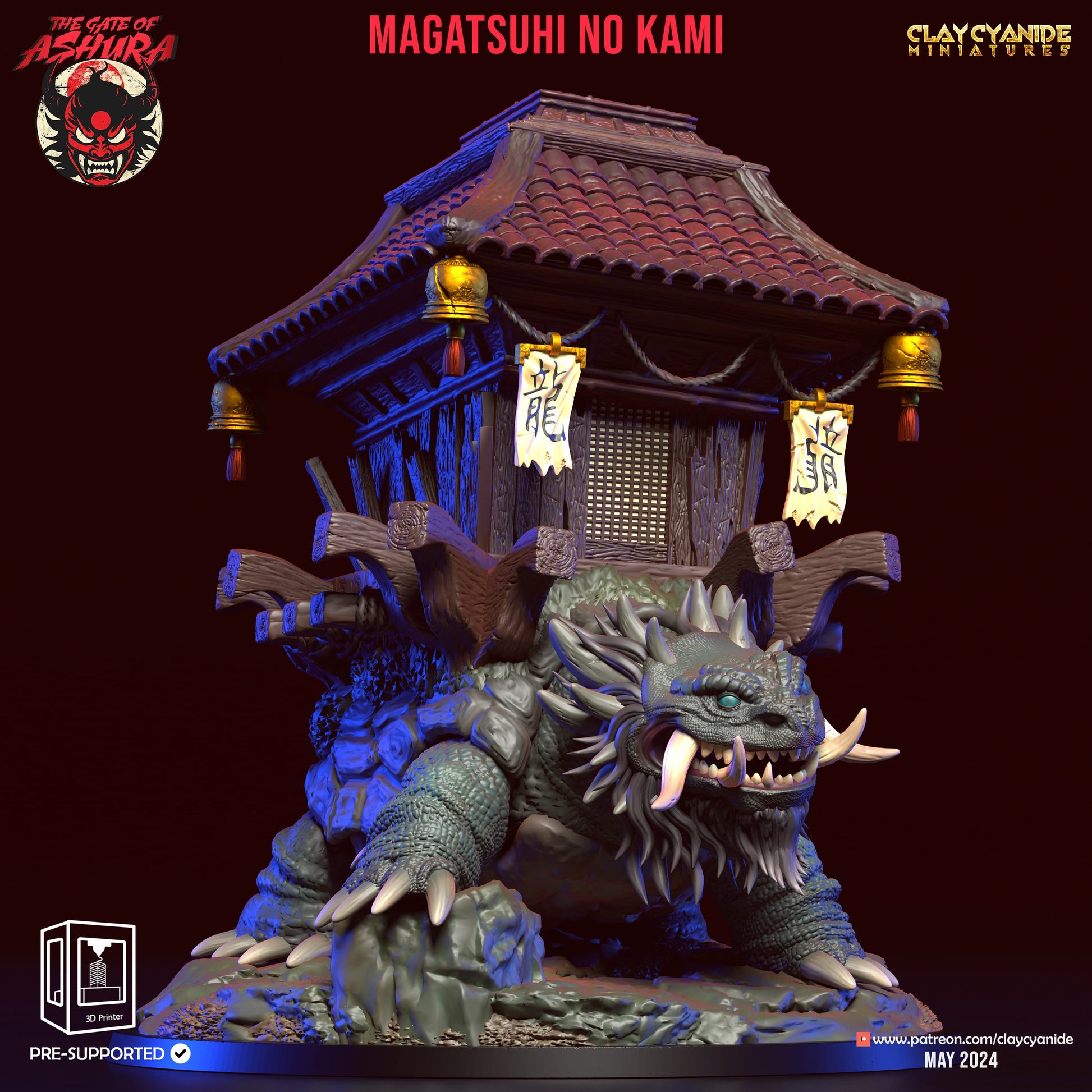 3D Printed Clay Cyanide Magatsuhi no Kami The Gate of Ashura 28 32 mm D&D - 3D Printing Boss 