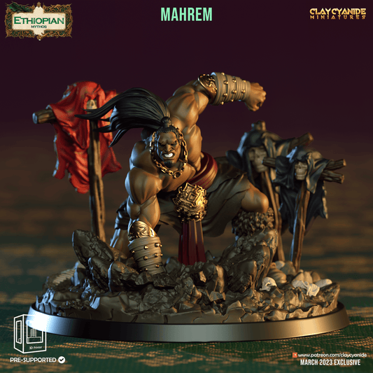 3D Printed Clay Cyanide Mahrem Ethiopian Mythos 28 32 mm D&D - 3D Printing Boss 