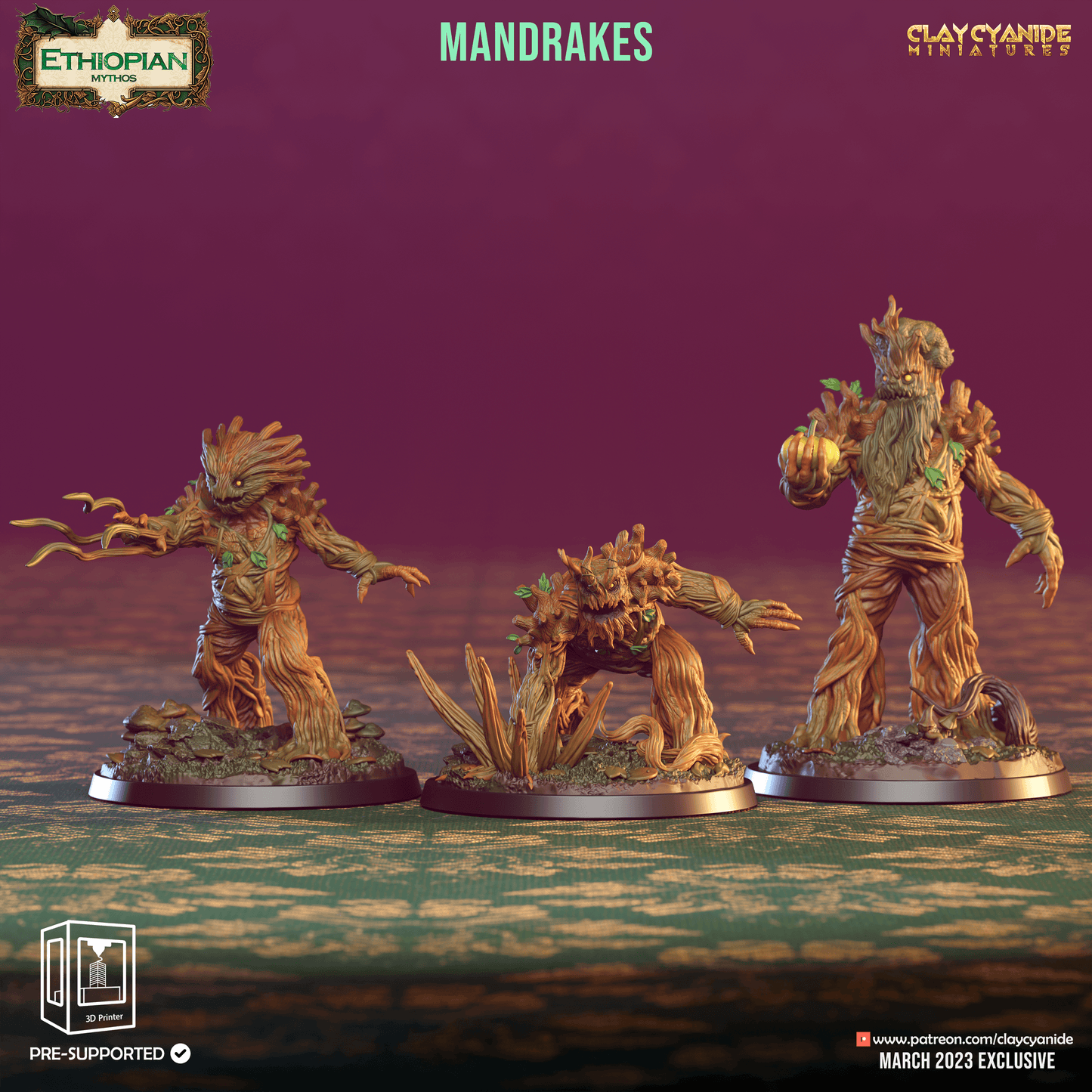 3D Printed Clay Cyanide Mandrakes Ethiopian Mythos 28 32 mm D&D - 3D Printing Boss 