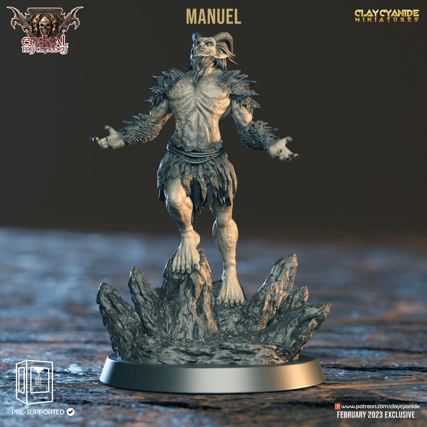 3D Printed Clay Cyanide Manuel Gaueko Euskal Mythology 28 32 mm D&D - 3D Printing Boss 