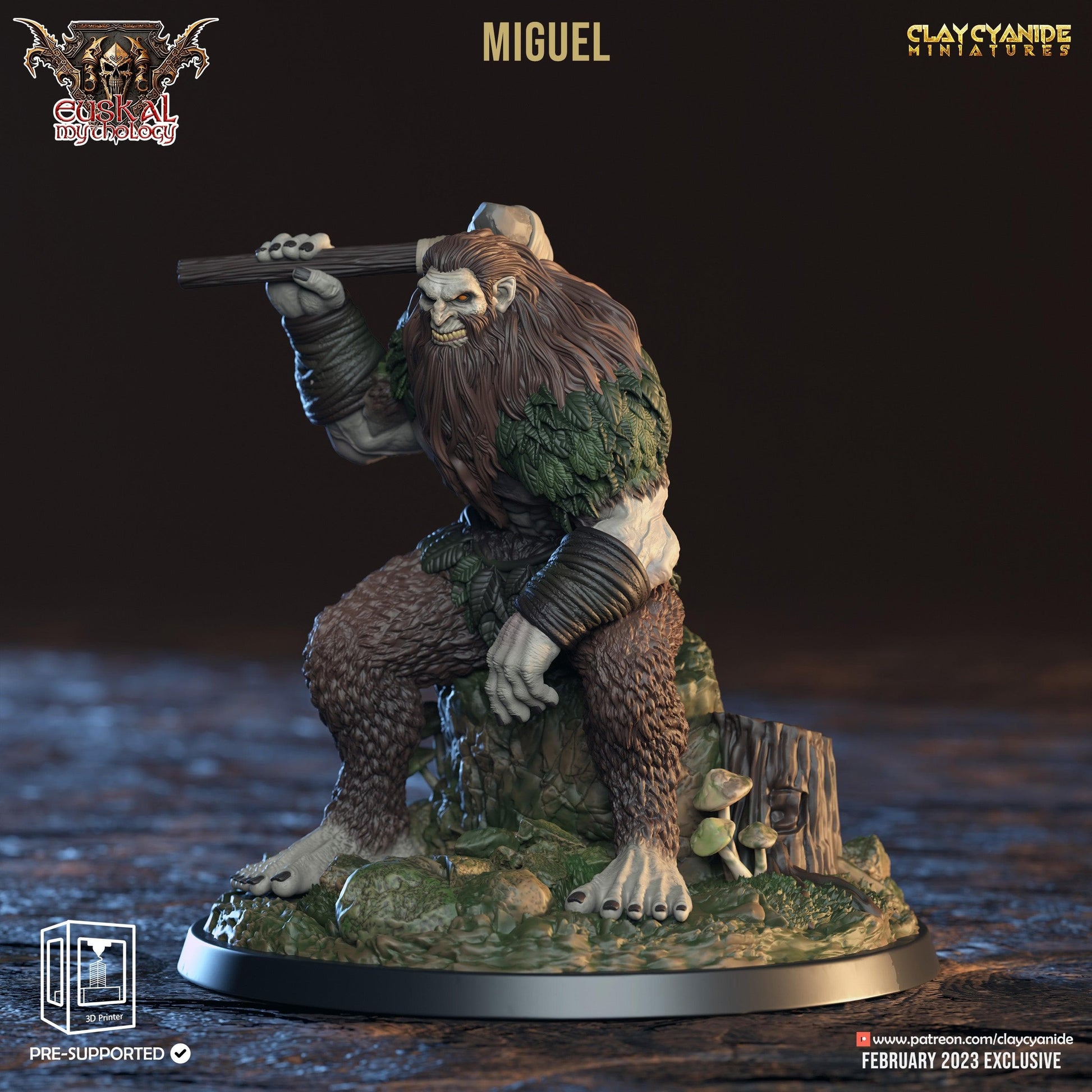 3D Printed Clay Cyanide Miguel Basajaun Euskal Mythology 28 32 mm D&D - 3D Printing Boss 