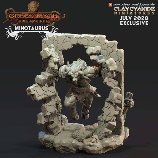 3D Printed Clay Cyanide Minotaurus Greek Mythology Part 2 28 32 mm D&D - 3D Printing Boss 