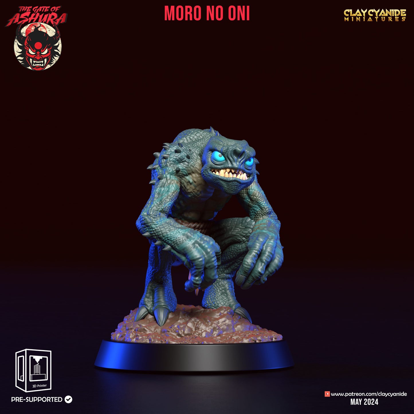 3D Printed Clay Cyanide Moro no Oni Set The Gate of Ashura 28 32 mm D&D - 3D Printing Boss 