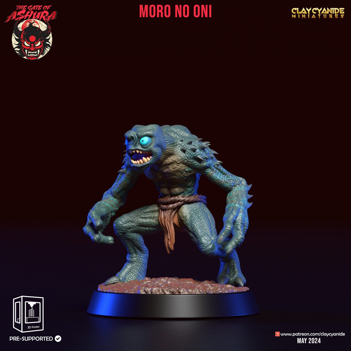 3D Printed Clay Cyanide Moro no Oni Set The Gate of Ashura 28 32 mm D&D - 3D Printing Boss 