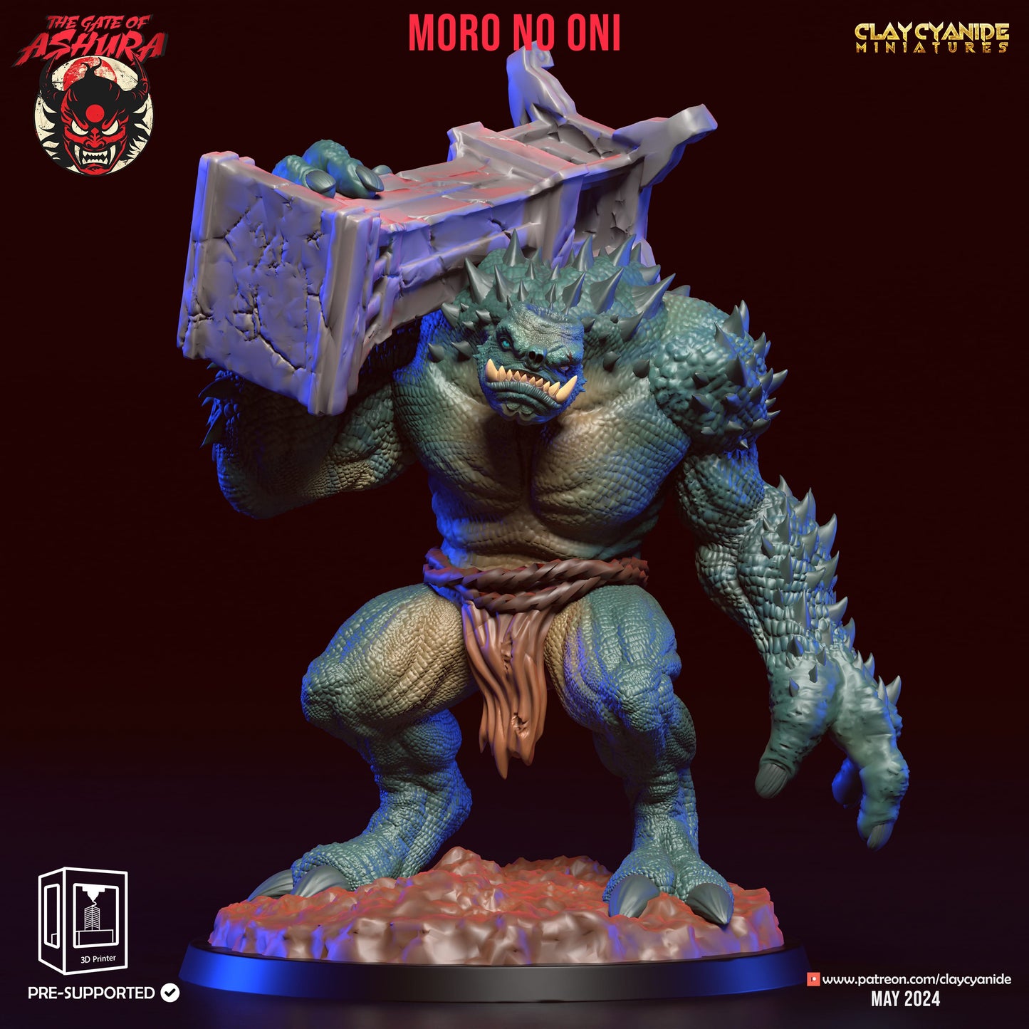 3D Printed Clay Cyanide Moro no Oni Set The Gate of Ashura 28 32 mm D&D - 3D Printing Boss 
