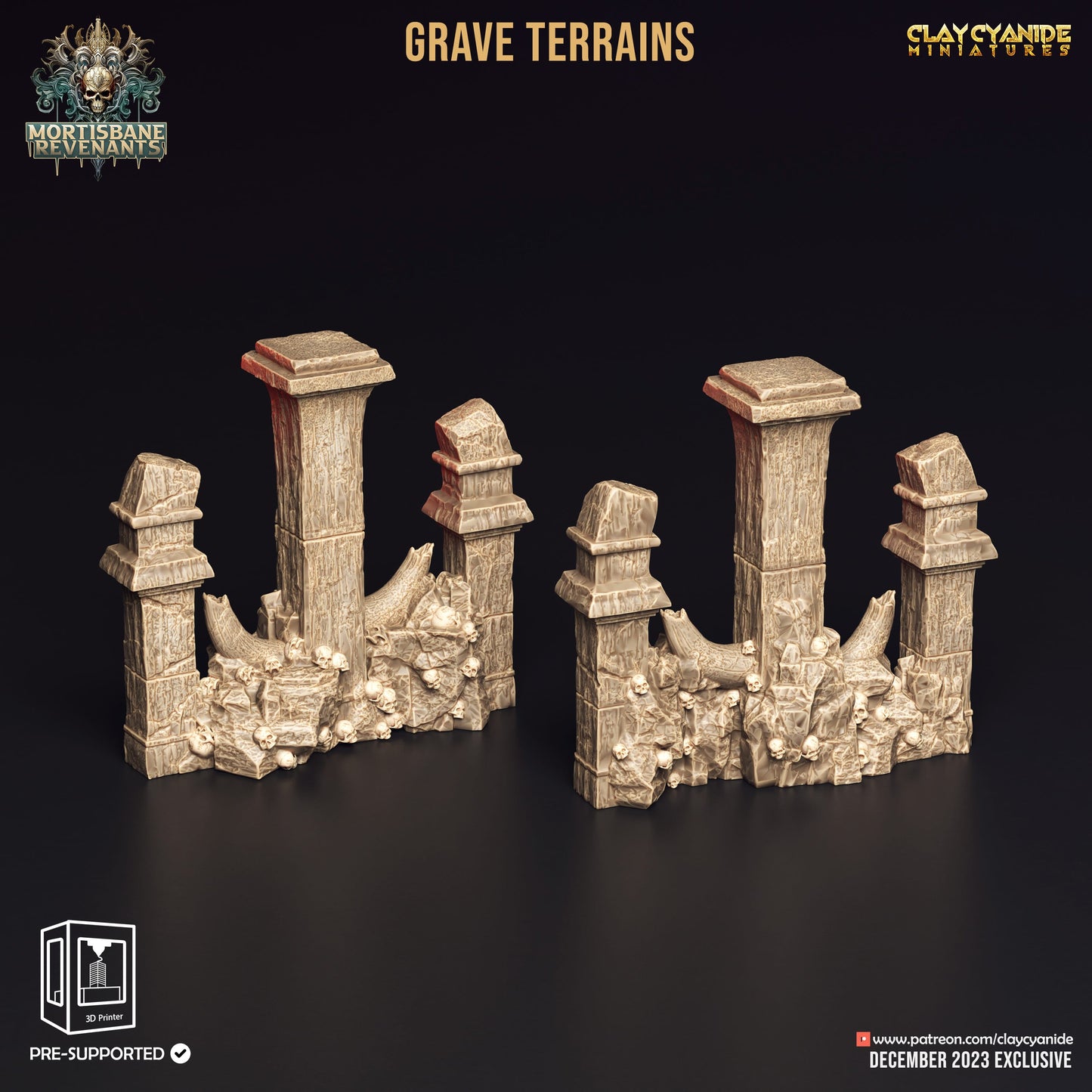 3D Printed Clay Cyanide Mortisbane Revenants - Grave Terrains 28mm 32 mm D&D - 3D Printing Boss 
