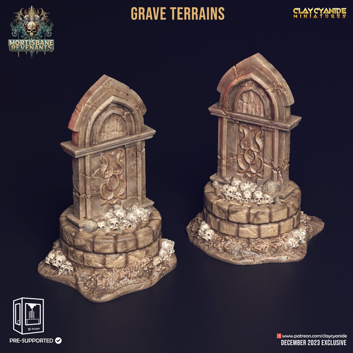 3D Printed Clay Cyanide Mortisbane Revenants - Grave Terrains 28mm 32 mm D&D - 3D Printing Boss 