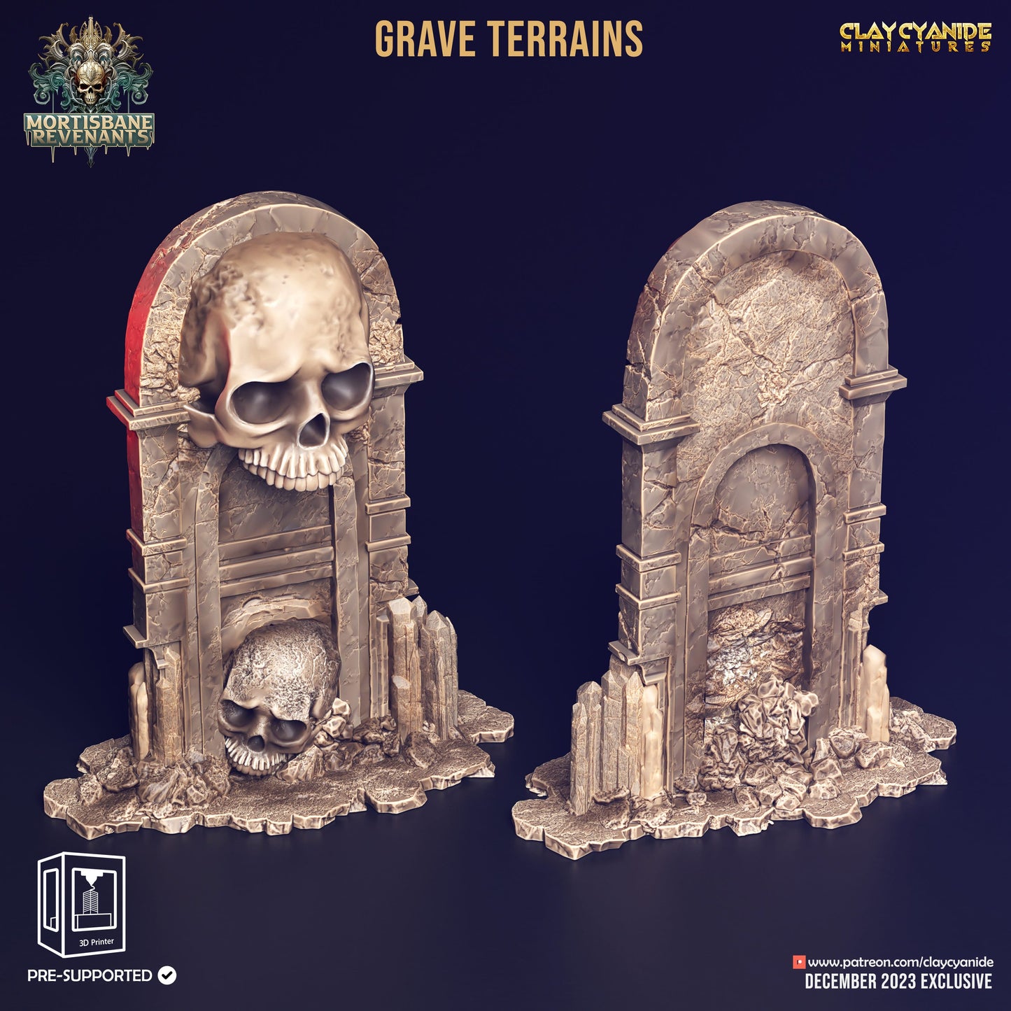 3D Printed Clay Cyanide Mortisbane Revenants - Grave Terrains 28mm 32 mm D&D - 3D Printing Boss 