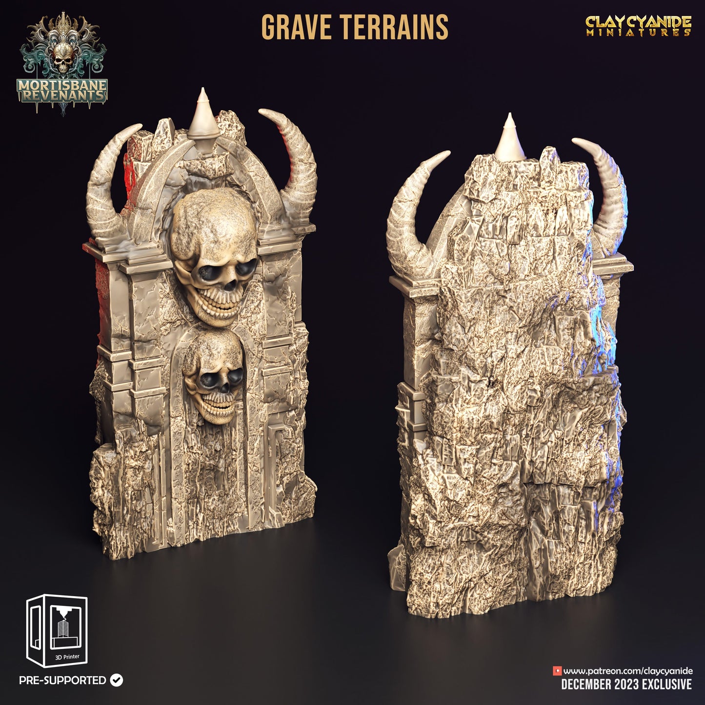 3D Printed Clay Cyanide Mortisbane Revenants - Grave Terrains 28mm 32 mm D&D - 3D Printing Boss 