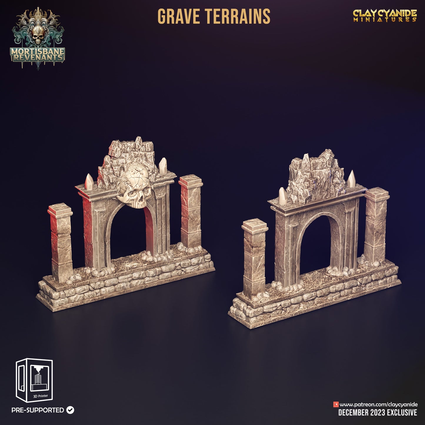 3D Printed Clay Cyanide Mortisbane Revenants - Grave Terrains 28mm 32 mm D&D - 3D Printing Boss 