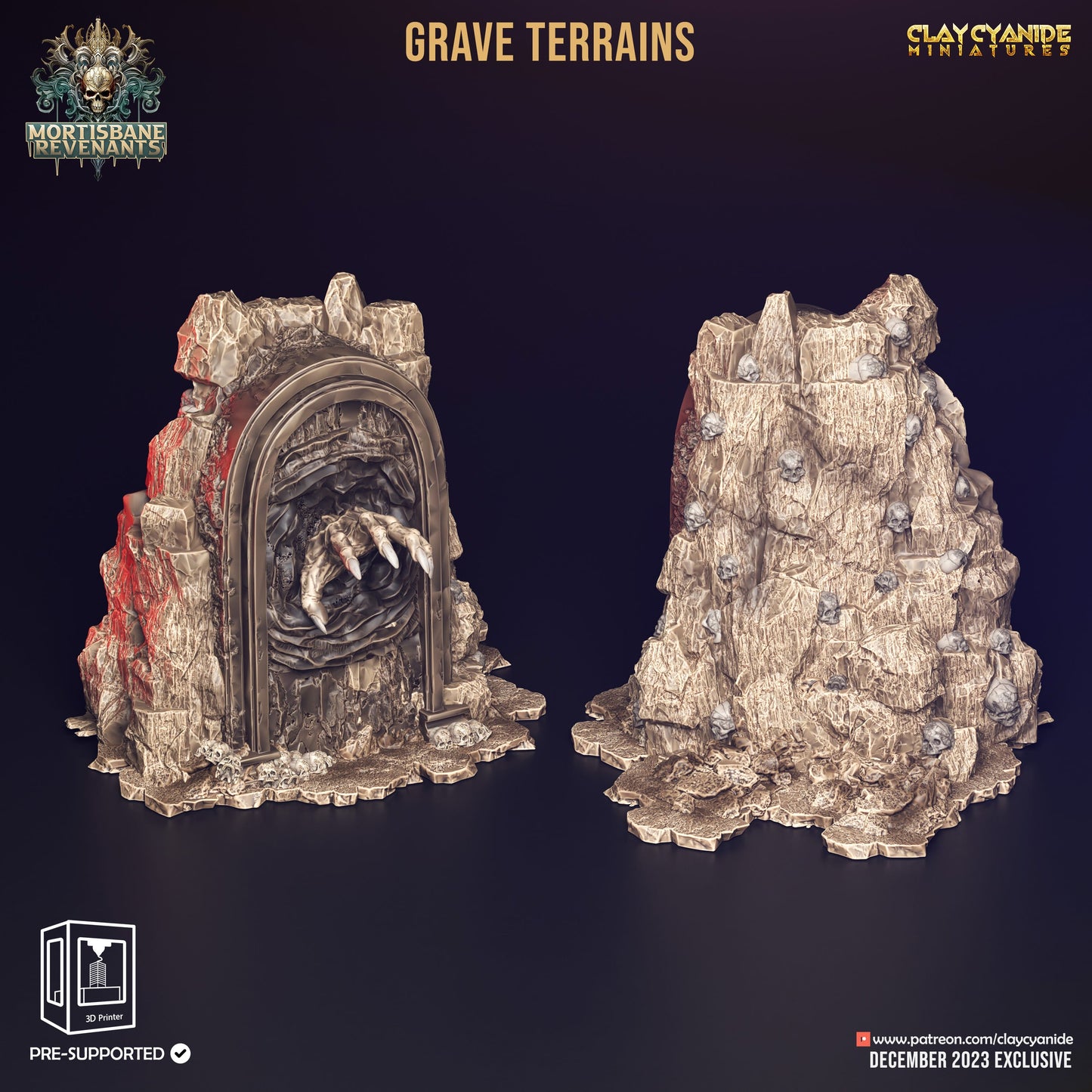 3D Printed Clay Cyanide Mortisbane Revenants - Grave Terrains 28mm 32 mm D&D - 3D Printing Boss 