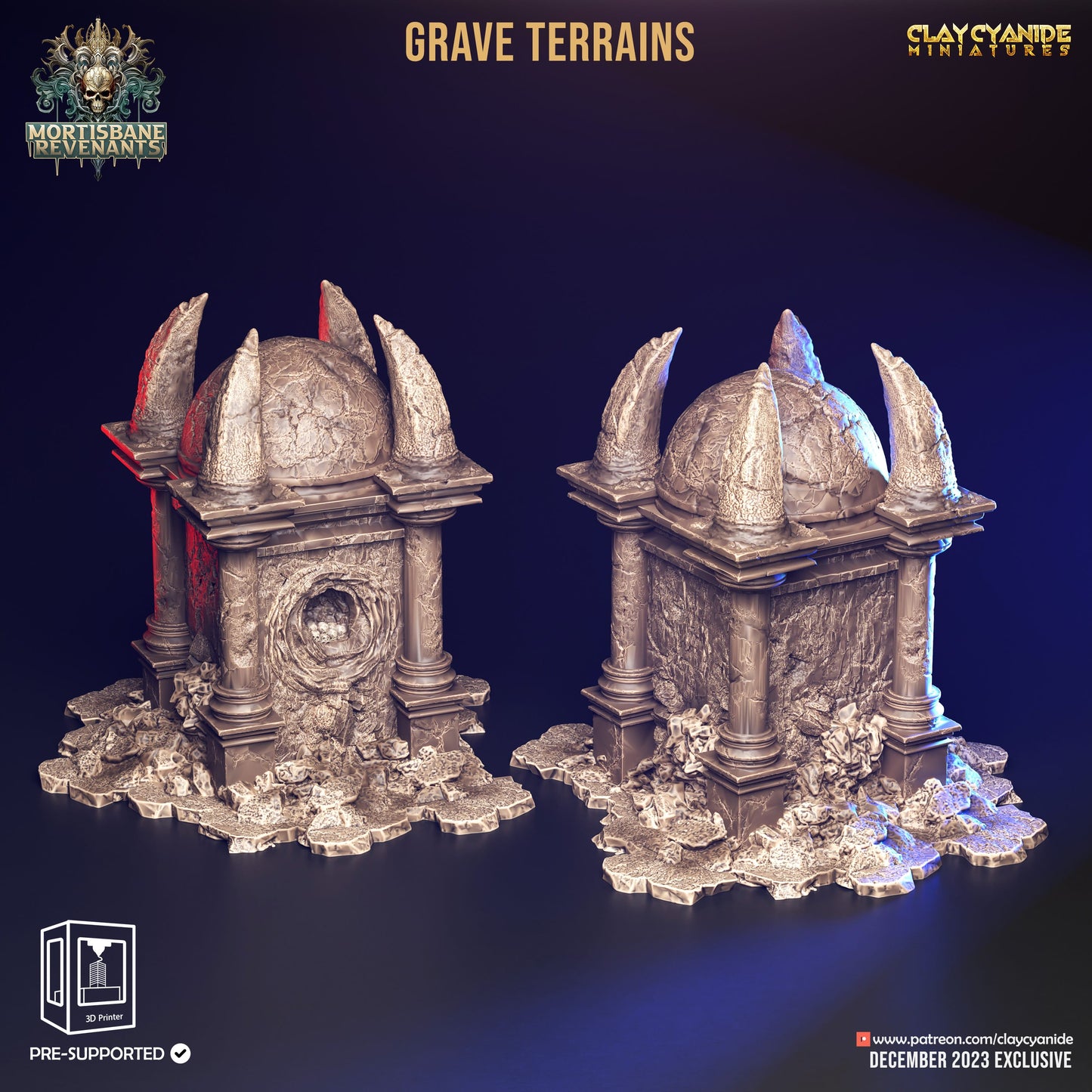 3D Printed Clay Cyanide Mortisbane Revenants - Grave Terrains 28mm 32 mm D&D - 3D Printing Boss 