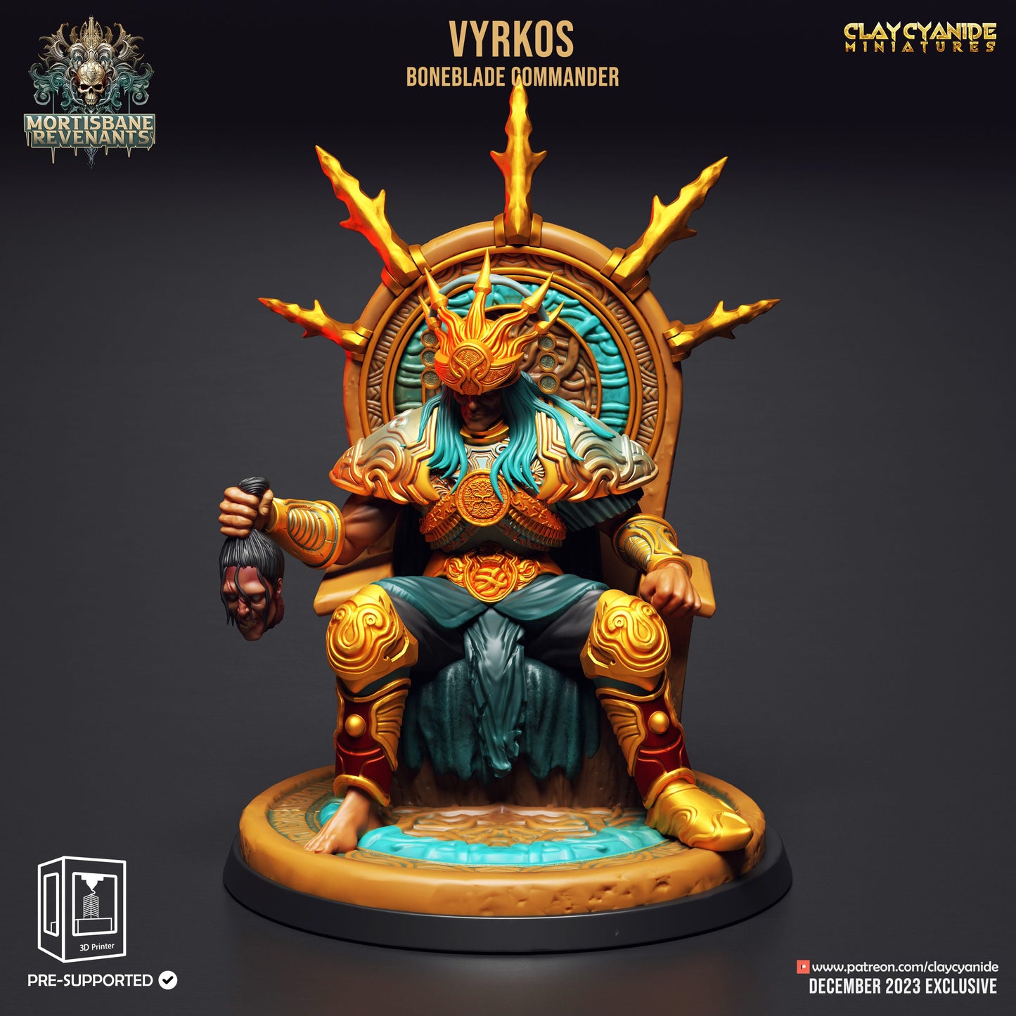 3D Printed Clay Cyanide Mortisbane Revenants - Vyrkos Boneblade Commander 28mm 32mm D&D - 3D Printing Boss 