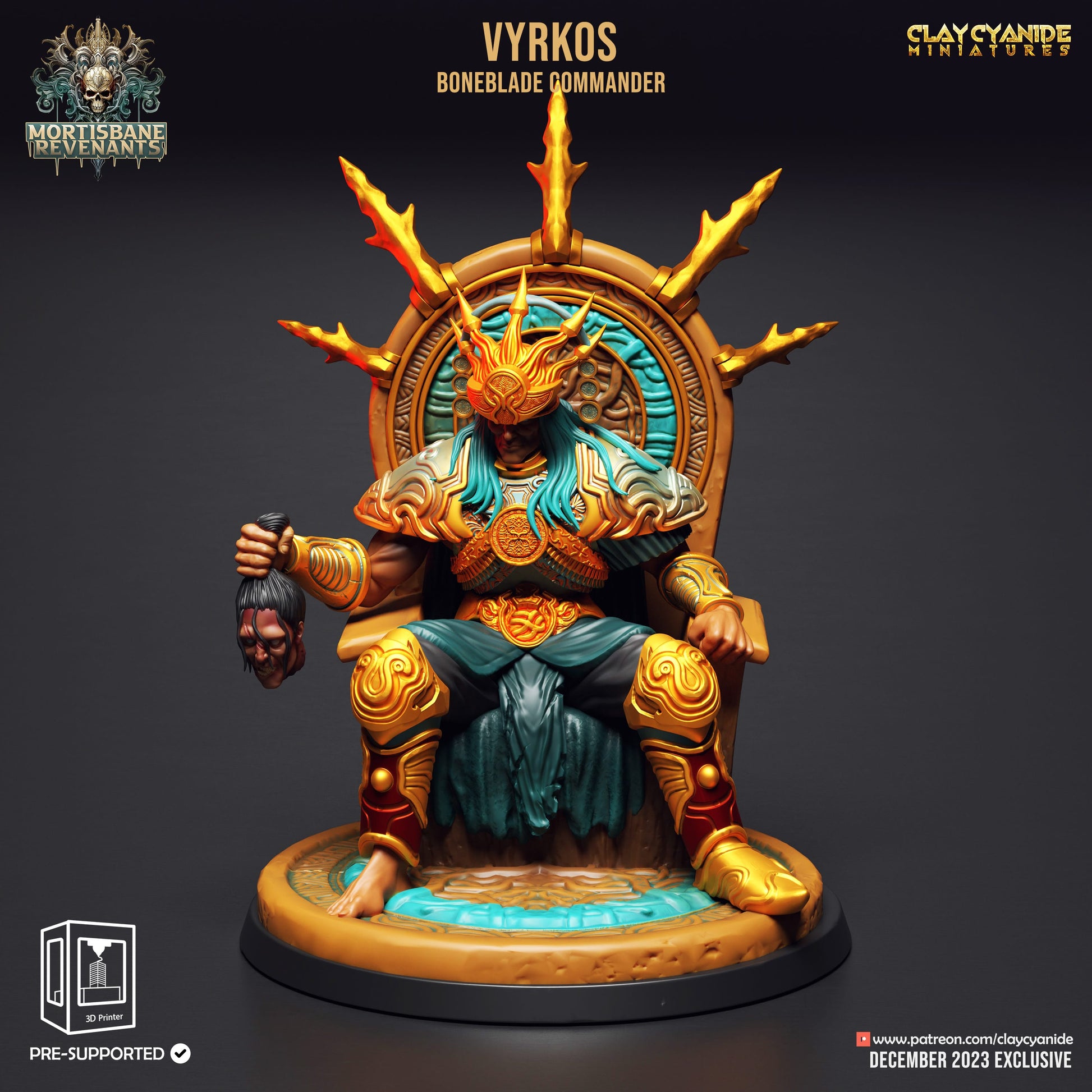 3D Printed Clay Cyanide Mortisbane Revenants - Vyrkos Boneblade Commander 28mm 32mm D&D - 3D Printing Boss 