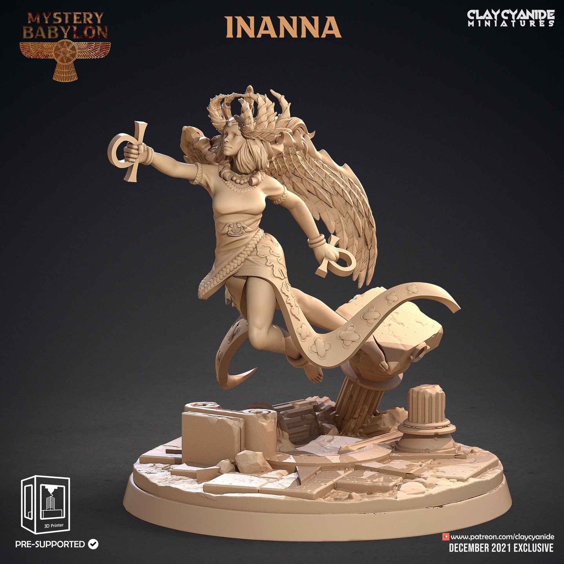 3D Printed Clay Cyanide Mystery Babylon - Inanna 28mm 32mm D&D - 3D Printing Boss 