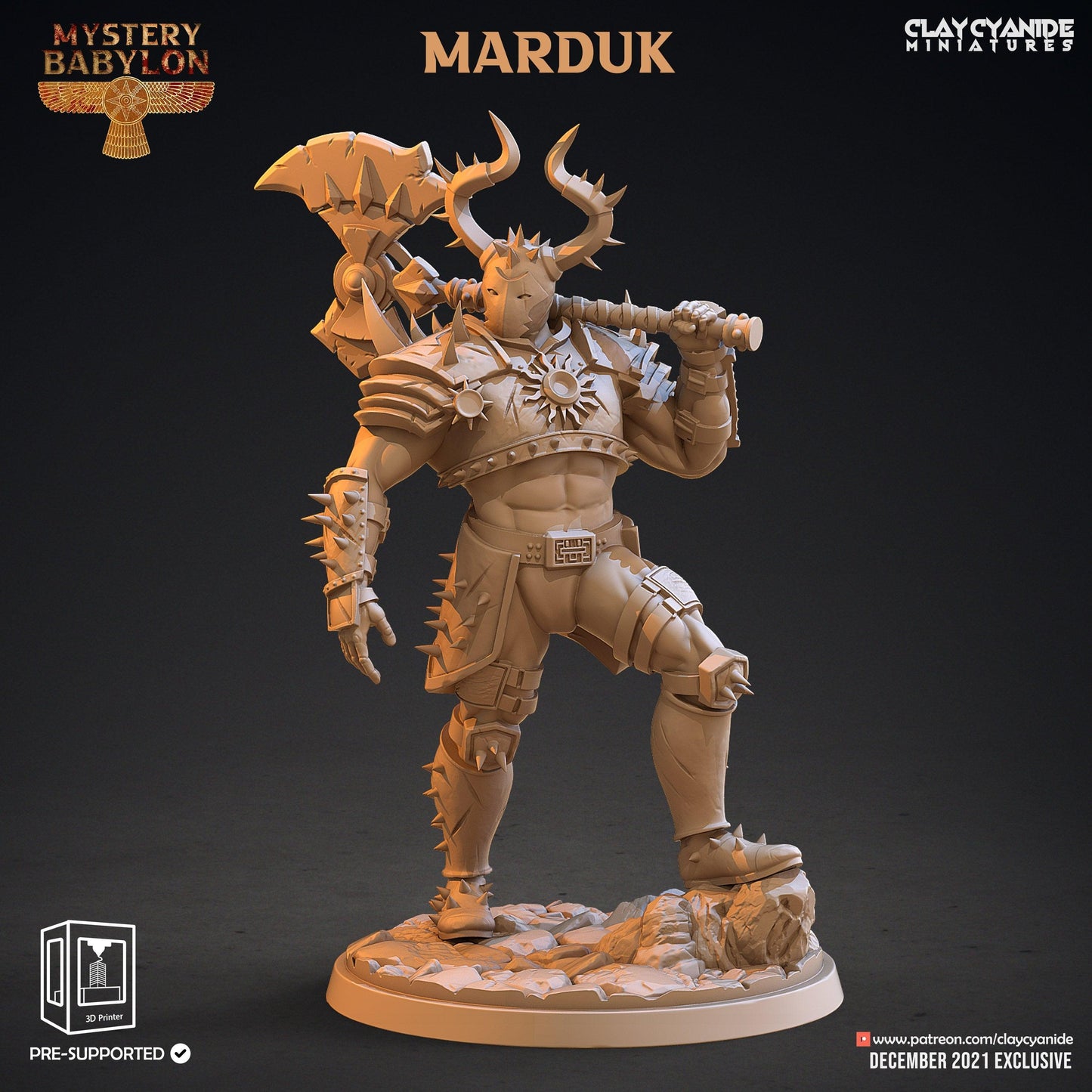 3D Printed Clay Cyanide Mystery Babylon - Marduk 28mm 32mm D&D - 3D Printing Boss 