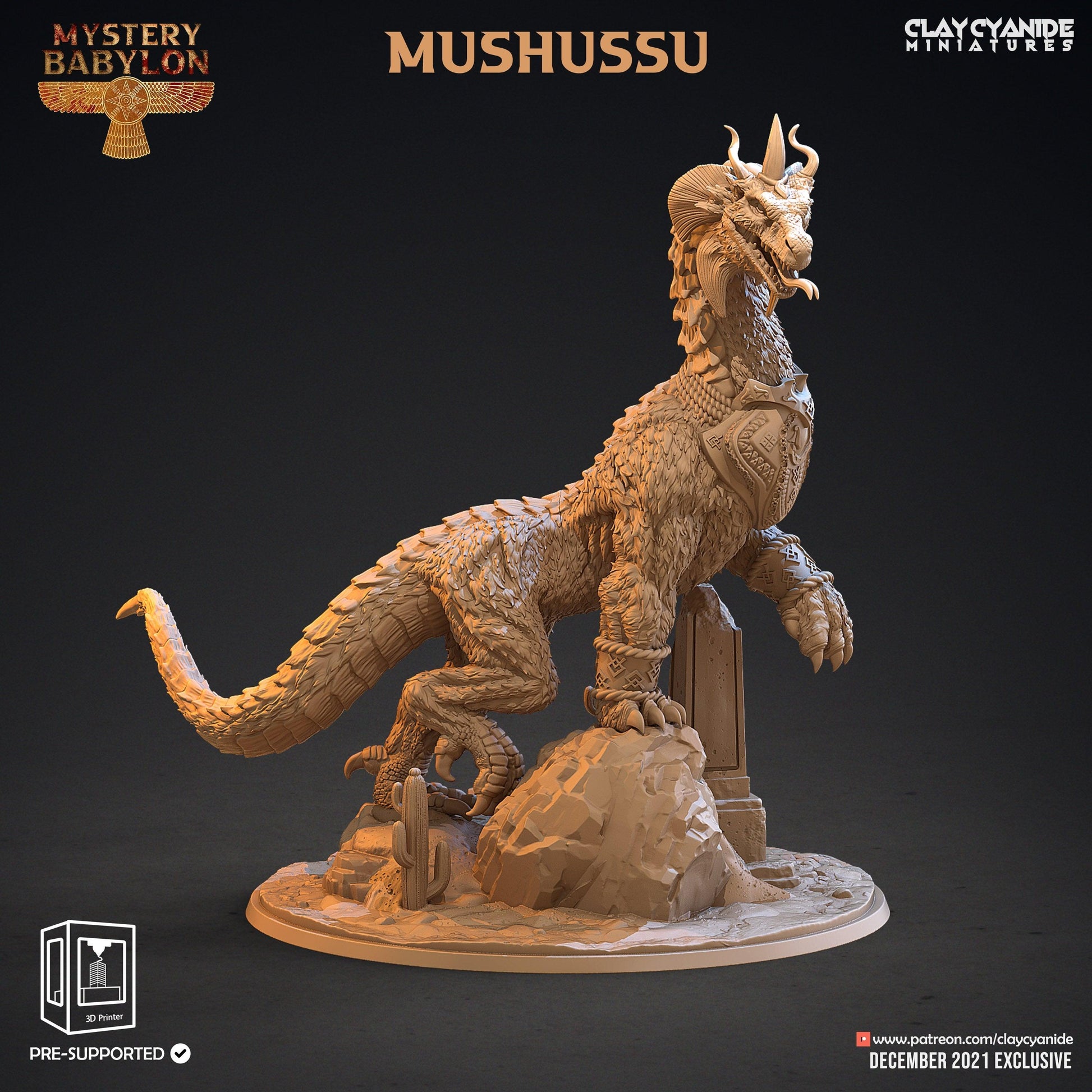 3D Printed Clay Cyanide Mystery Babylon - Mushussu 28mm 32mm D&D - 3D Printing Boss 