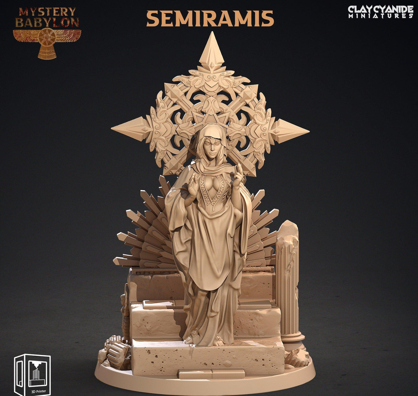 3D Printed Clay Cyanide Mystery Babylon - Semiramis 28mm 32mm D&D - 3D Printing Boss 