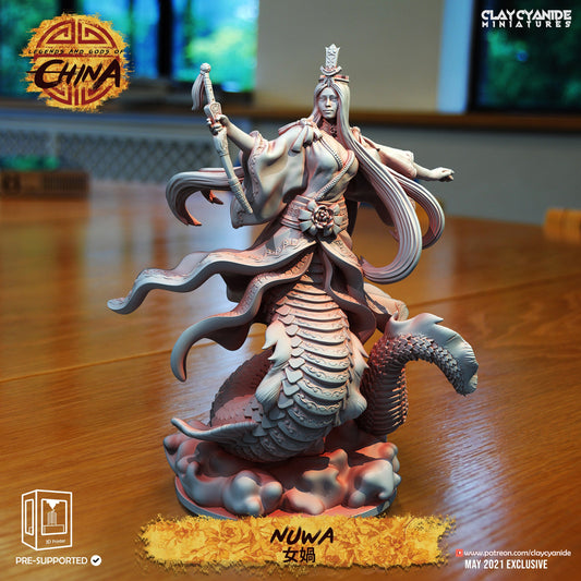 3D Printed Clay Cyanide Nuwa Goddess Legends and Gods Of China 28 32 mm D&D - 3D Printing Boss 