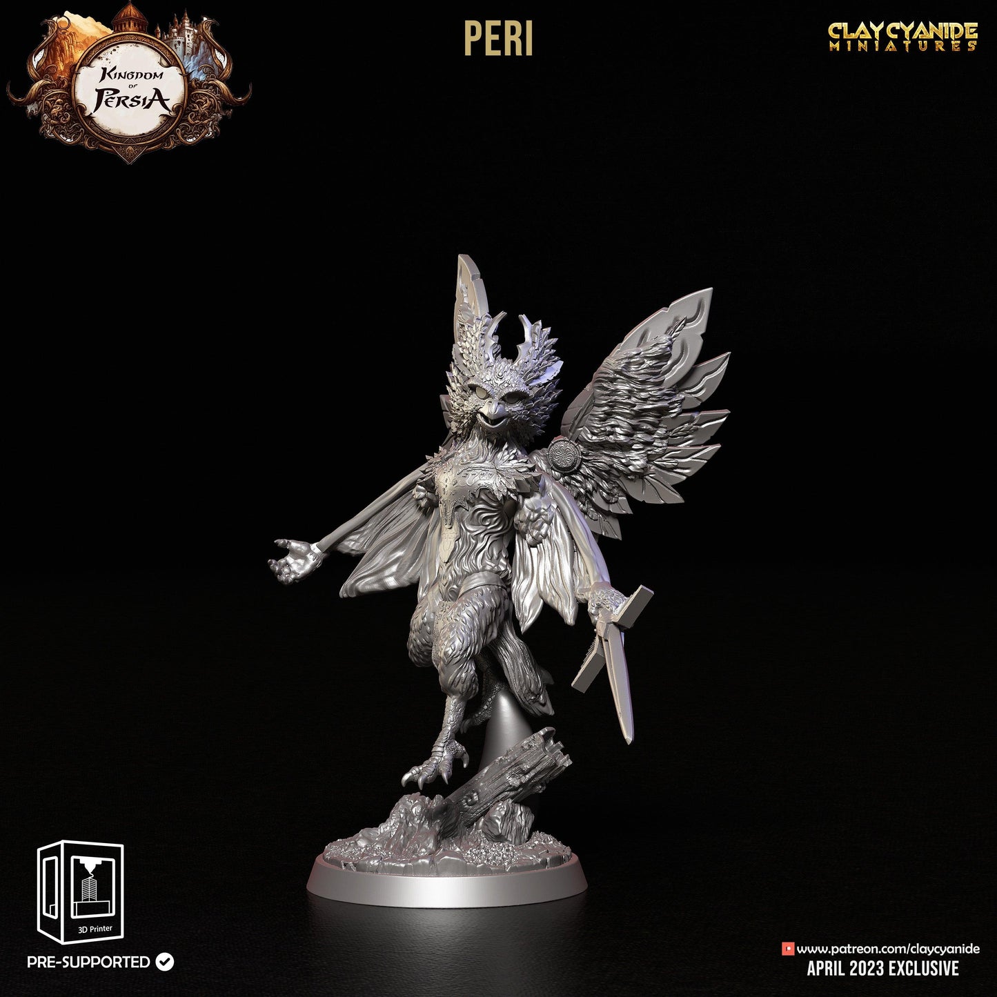 3D Printed Clay Cyanide Peri Kingdom of Persia 28 32 mm D&D - 3D Printing Boss 