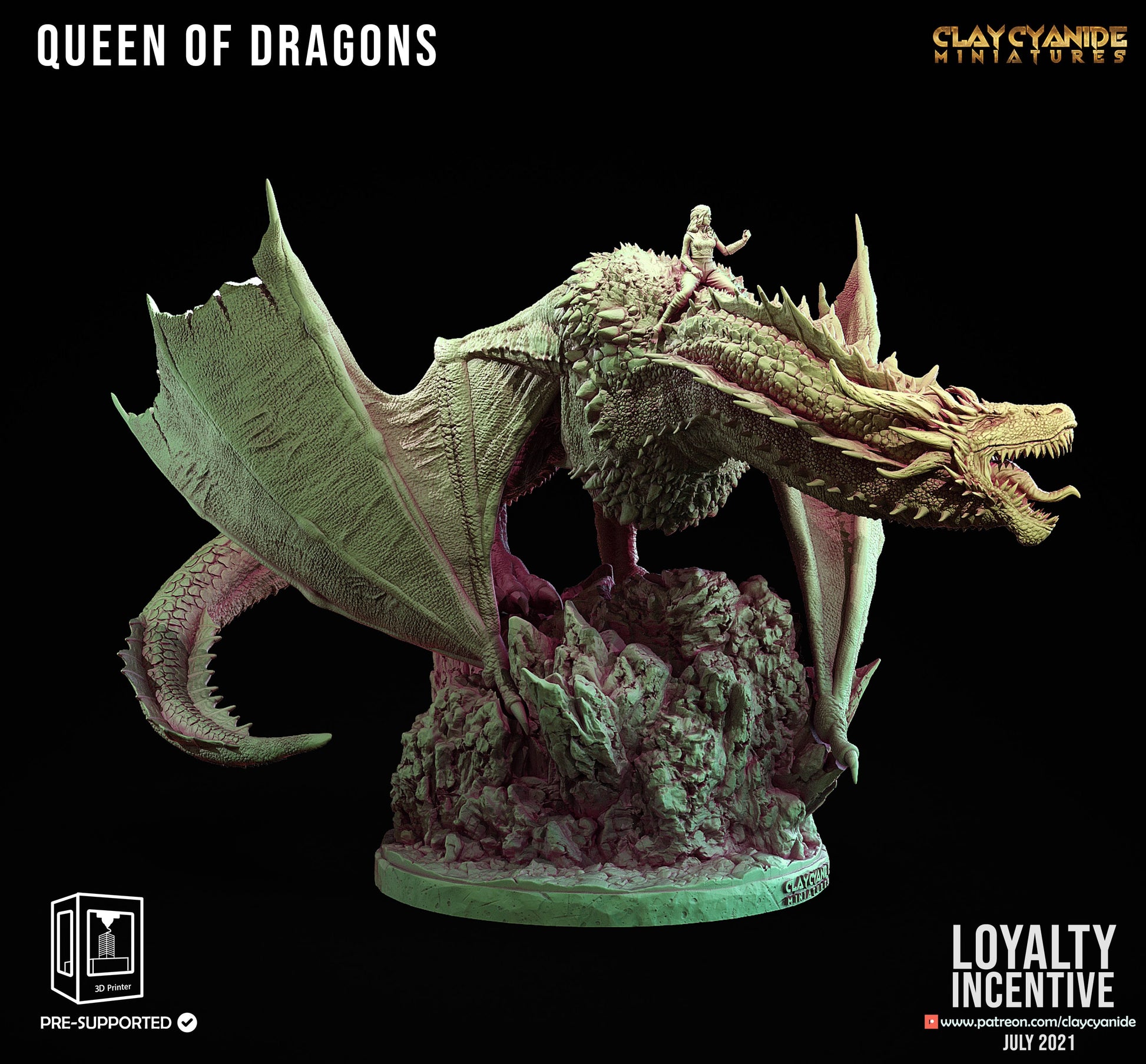 3D Printed Clay Cyanide Queen of Dragons 28mm 32mm D&D - 3D Printing Boss 