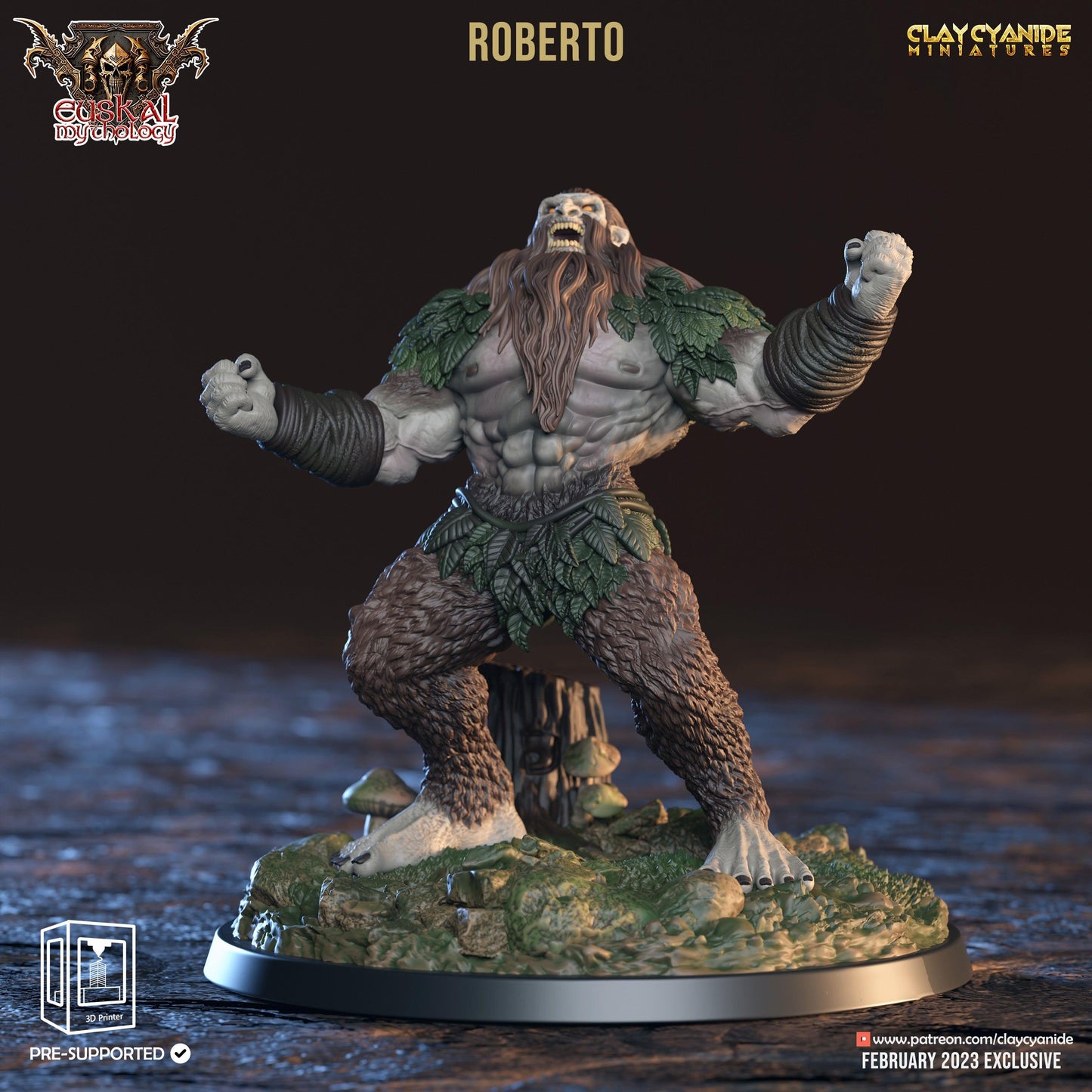 3D Printed Clay Cyanide Roberto Basajaun Euskal Mythology 28 32 mm D&D - 3D Printing Boss 